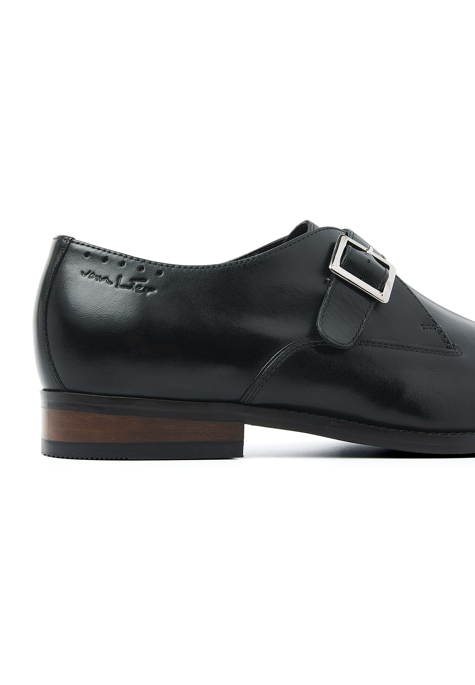 Zwart gladleren Bregenz gespschoen