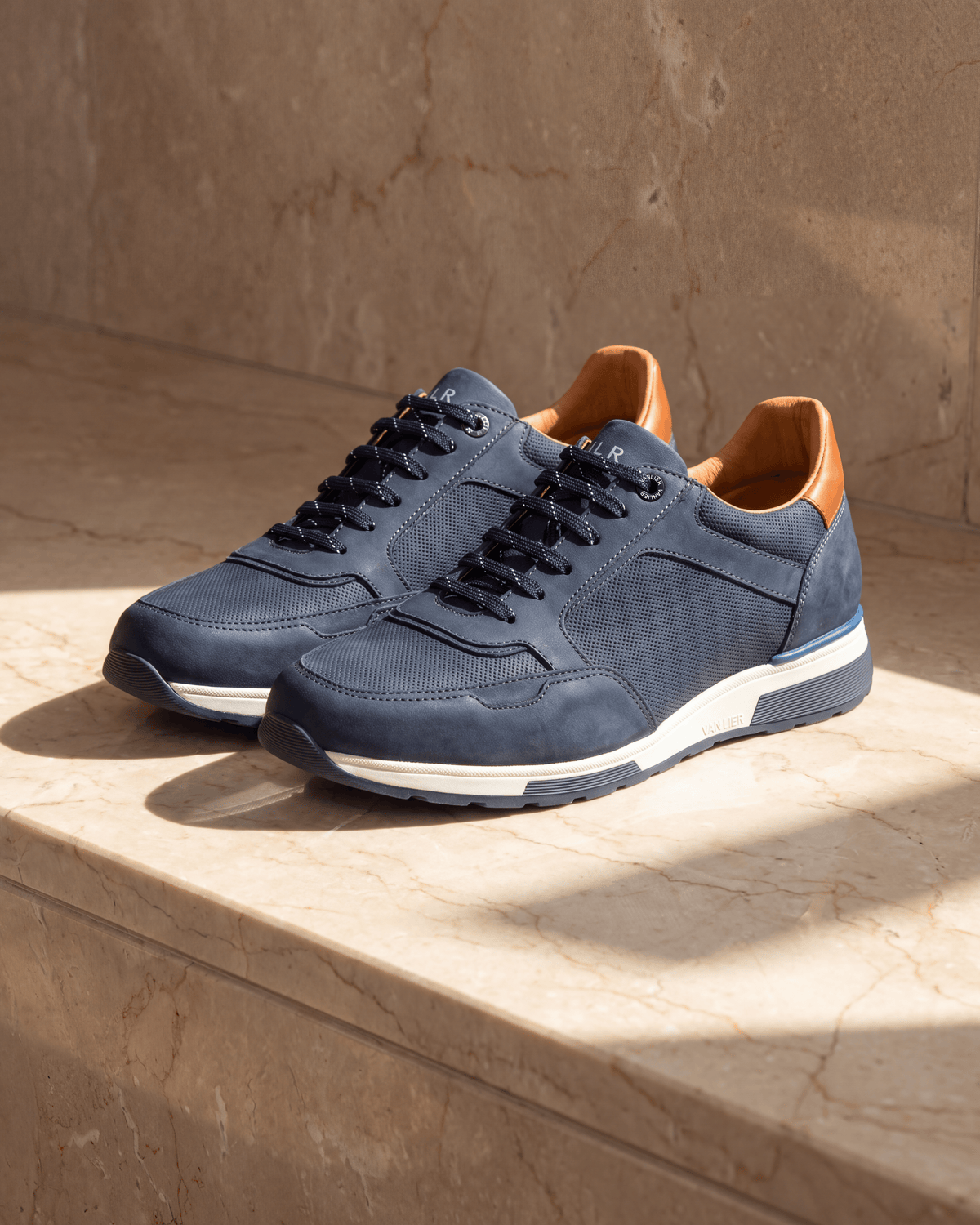 Navy blauw nubuck Positano sneaker – het paar