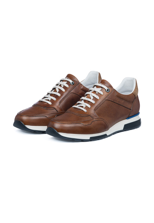 Bruin cognac gladleren Positano sneaker