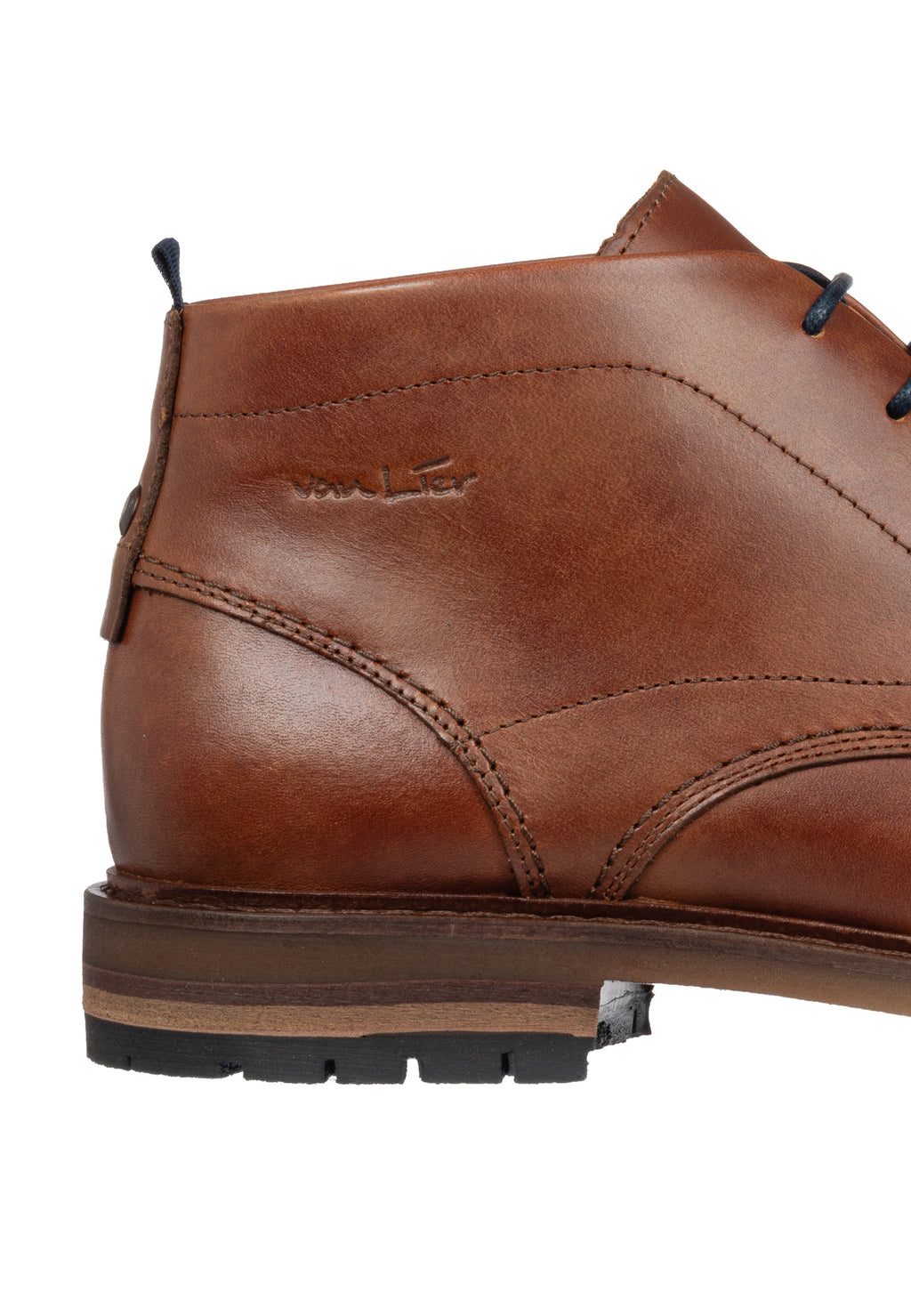 Cognac gladleren Dino Boot