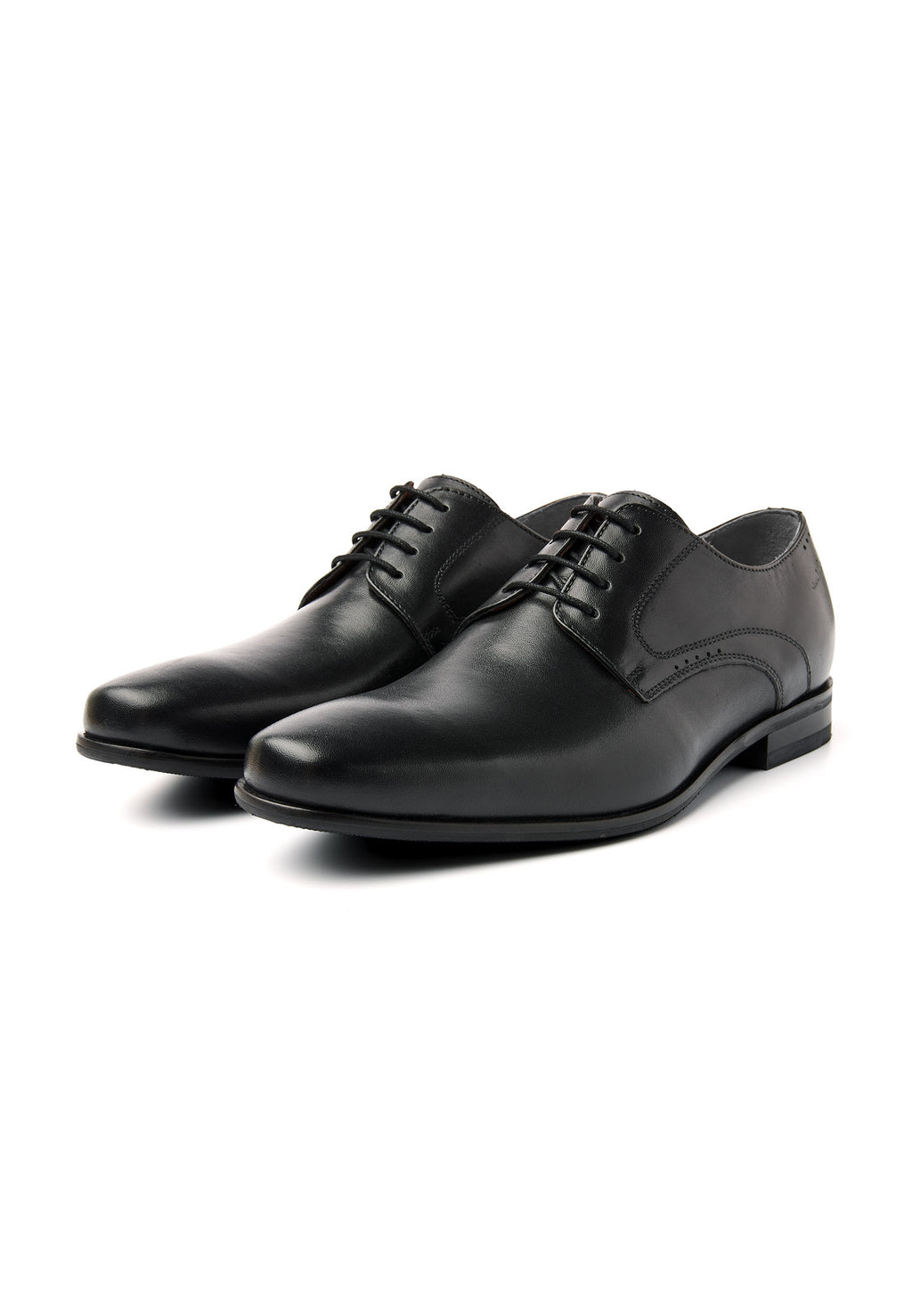 Zwart gladleren met rubberen zool Rhodes veterschoen