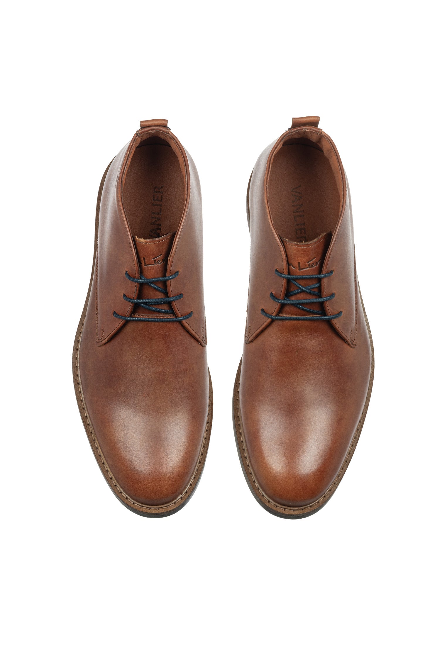 Cognac gladleren Boston boot