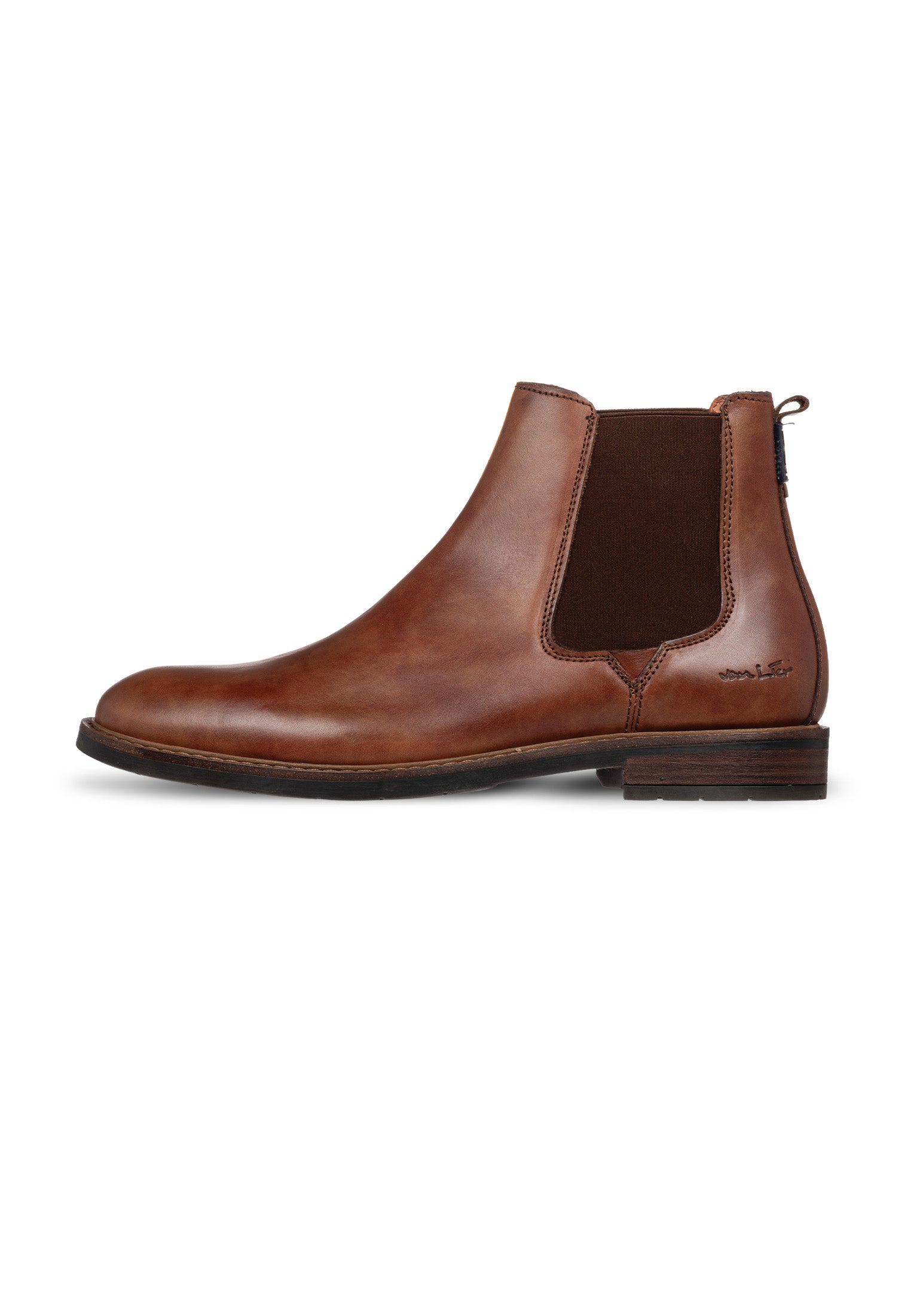 Cognac gladleren Boston boot