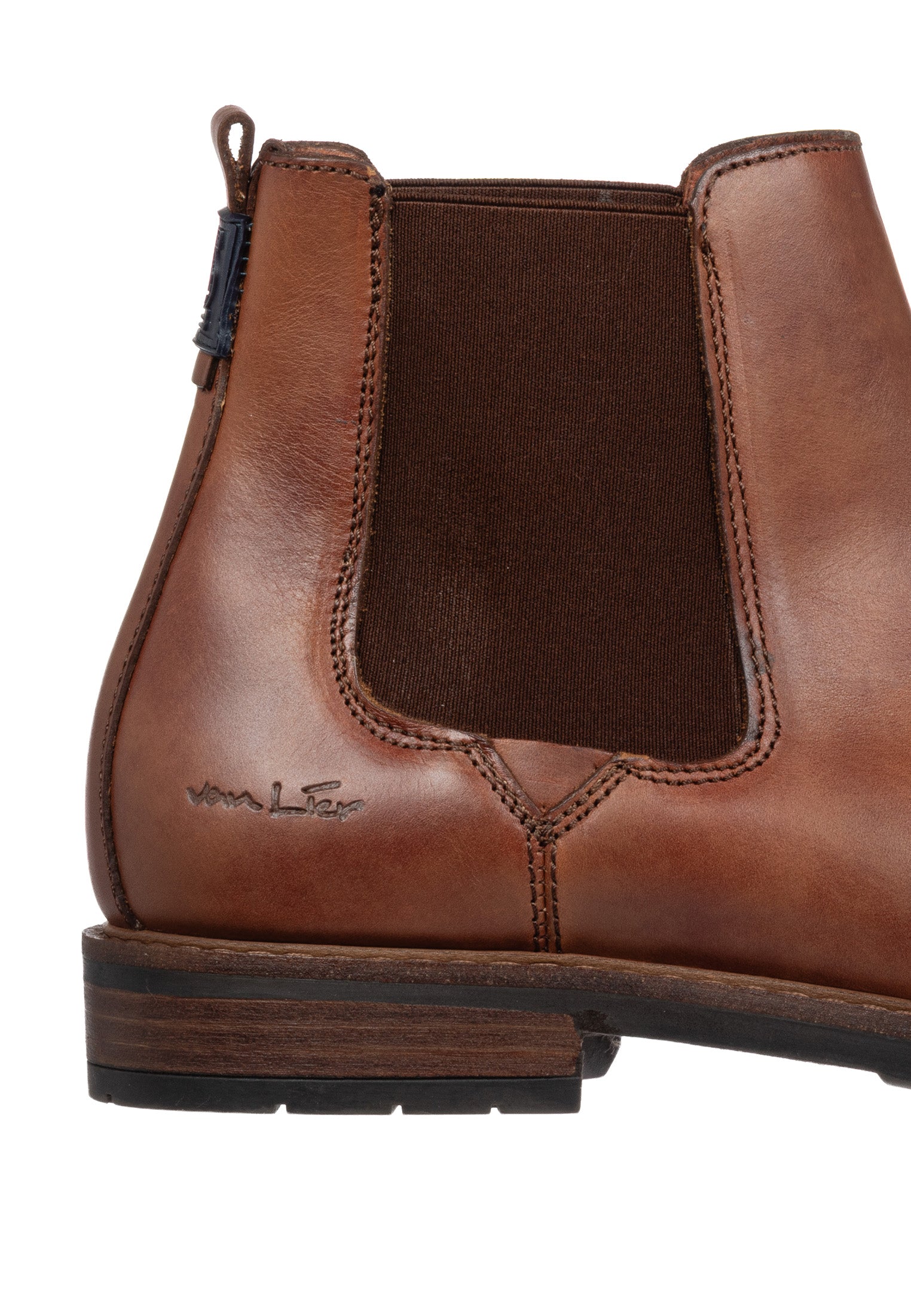 Cognac gladleren Boston boot