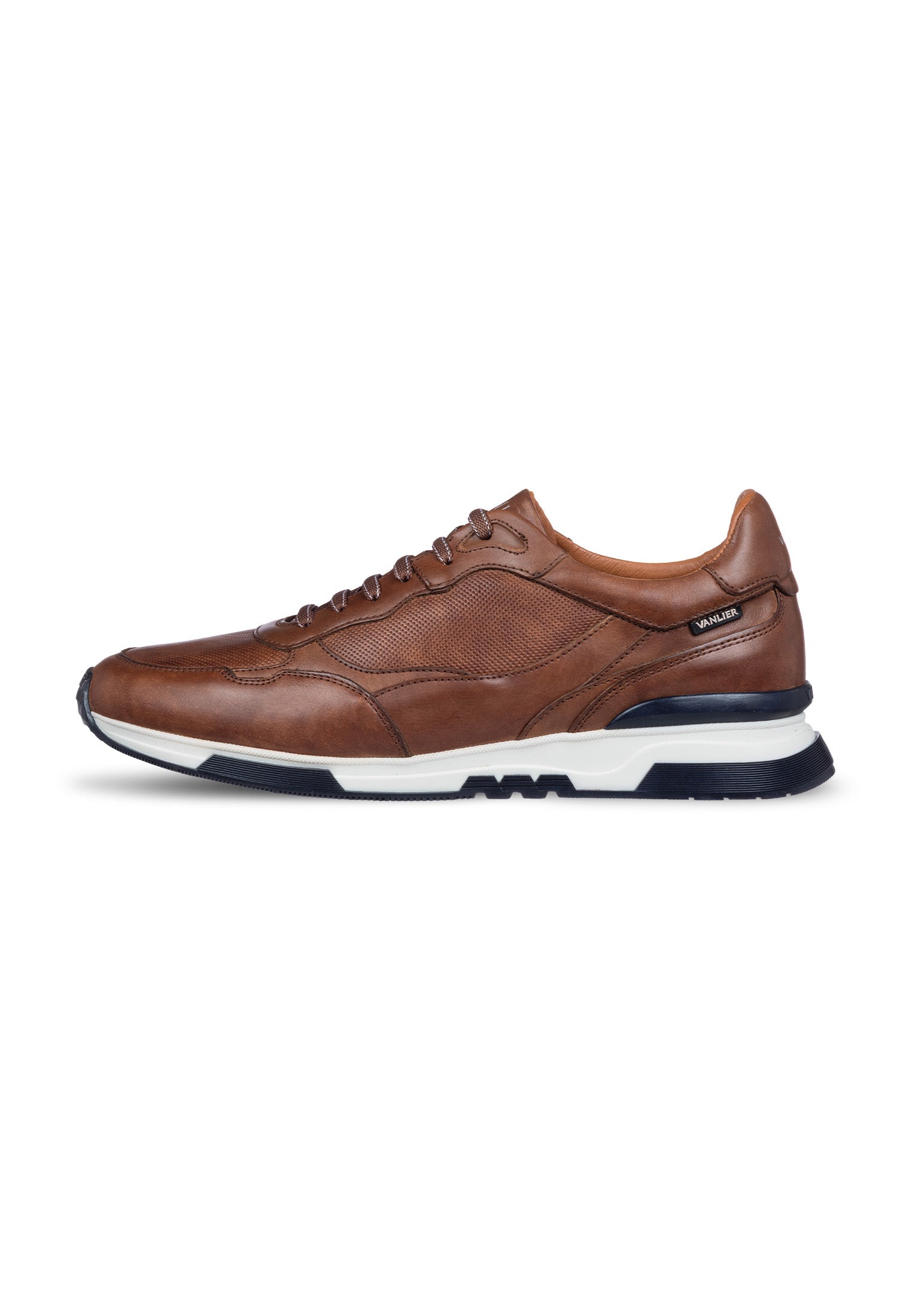 Cognac gladleren Romeo sneaker