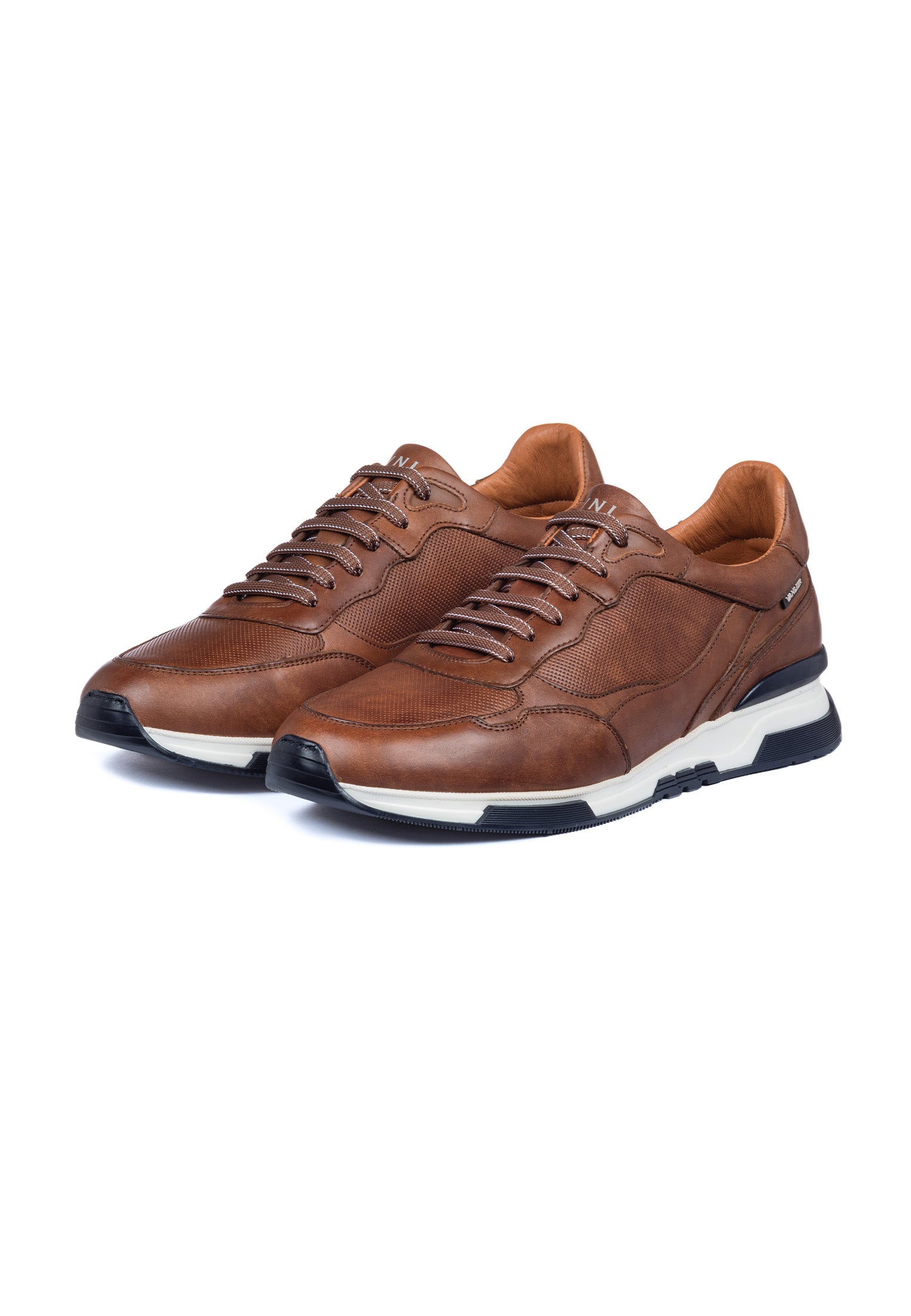 Cognac gladleren Romeo sneaker