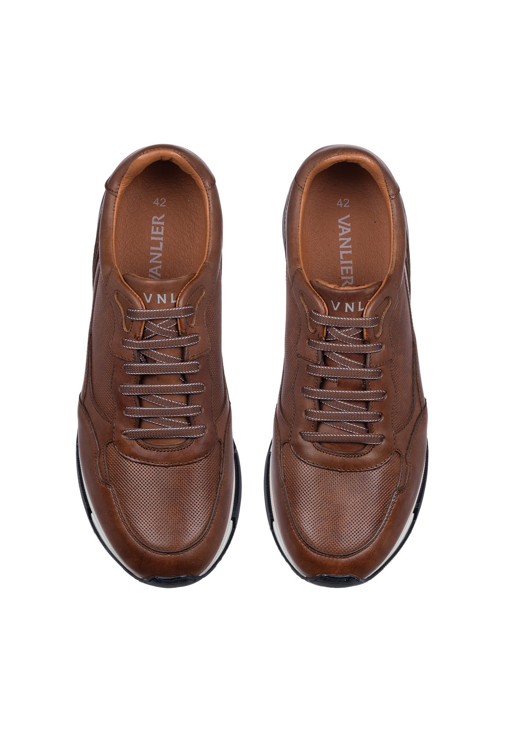 Cognac gladleren Romeo sneaker