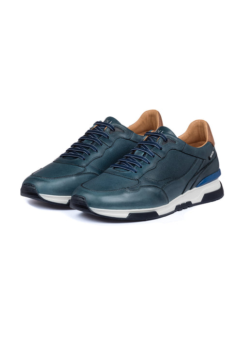 Navy blauw gladleren Romeo sneaker