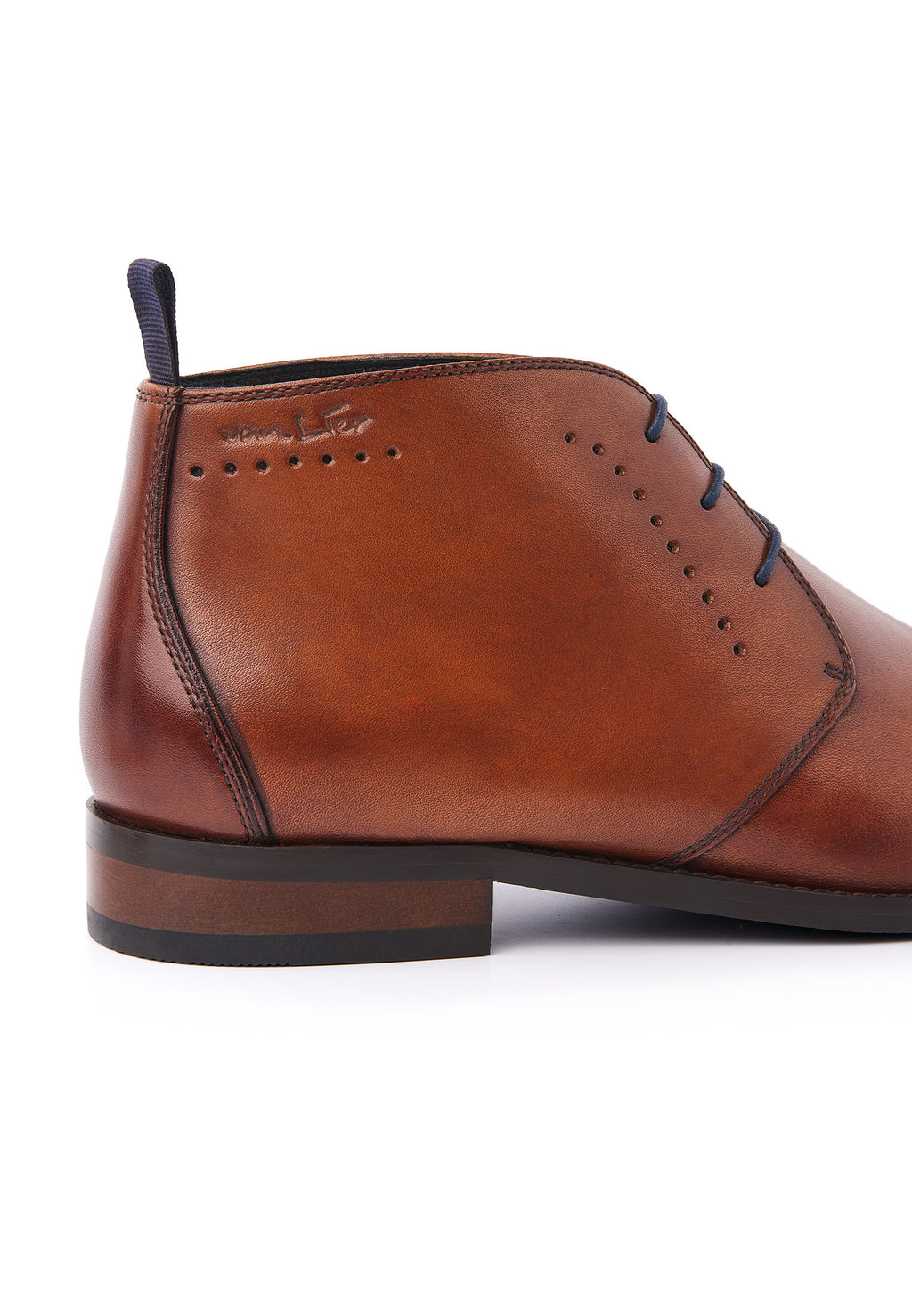 Cognac gladleren Bregenz halfhoge veterschoen