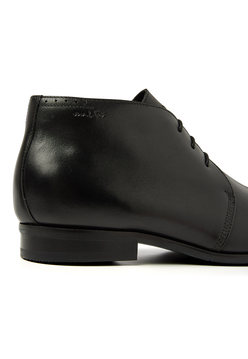 Zwart gladleren met rubberen zool Santorini halfhoge veterschoen