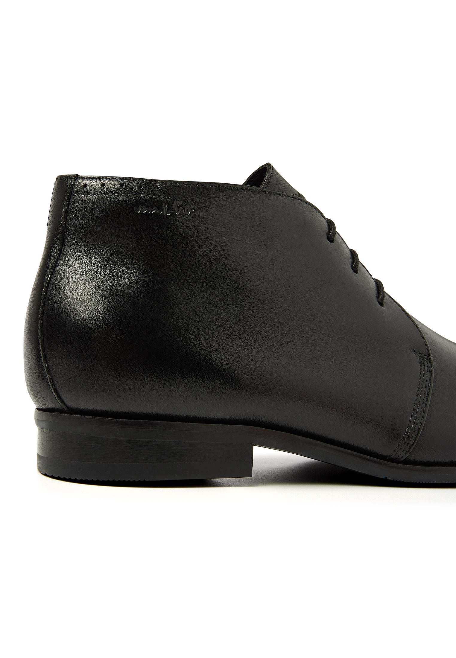 Zwart gladleren met rubberen zool Santorini halfhoge veterschoen