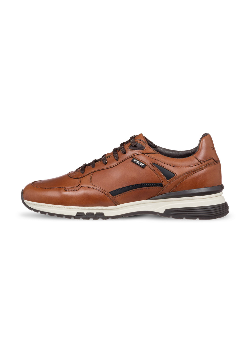 Cognac gladleren Veneto sneaker