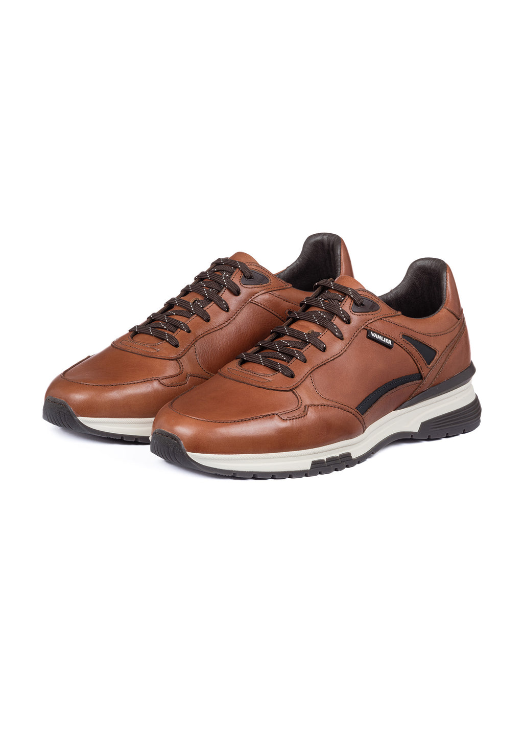 Cognac gladleren Veneto sneaker