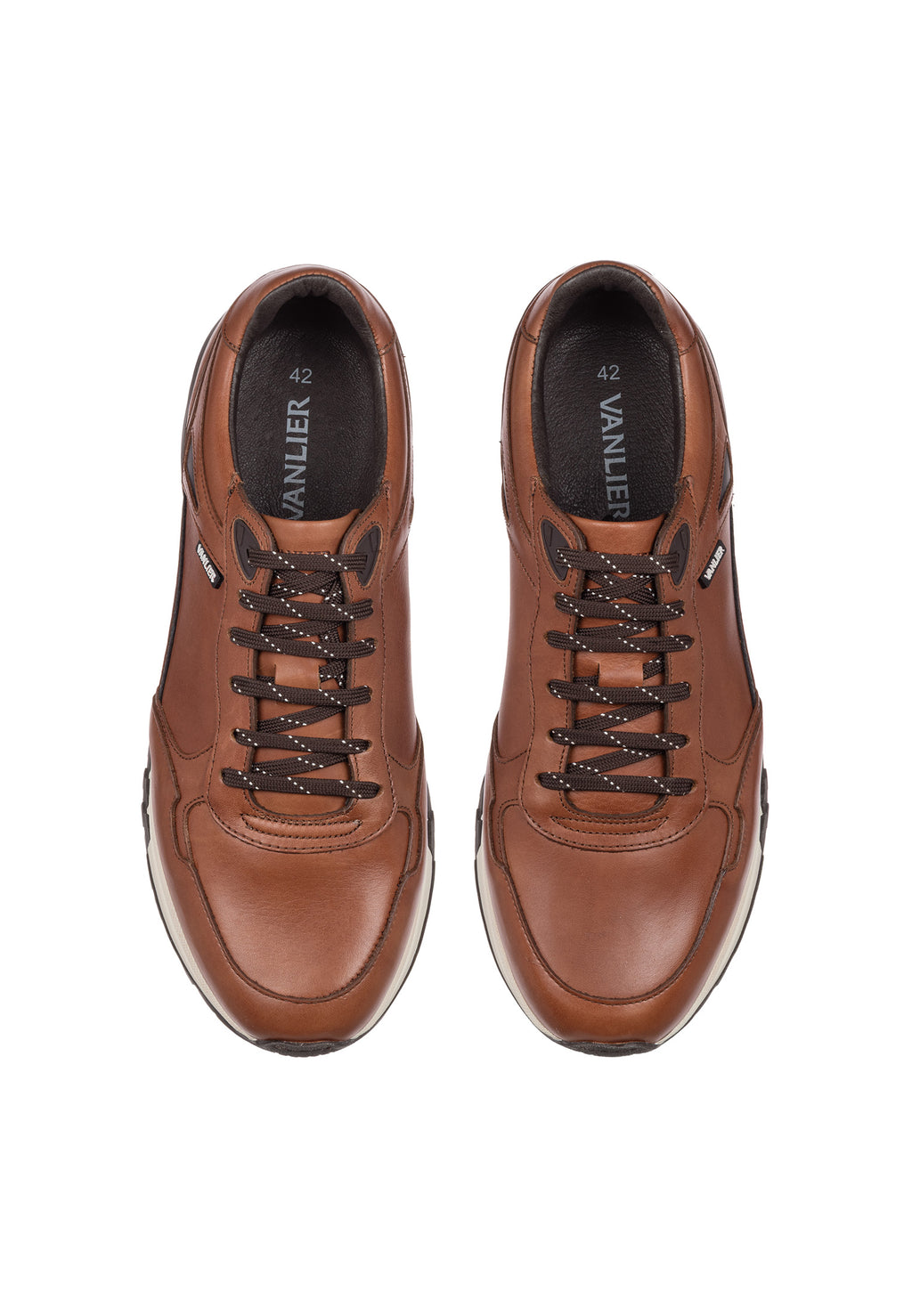Cognac gladleren Veneto sneaker