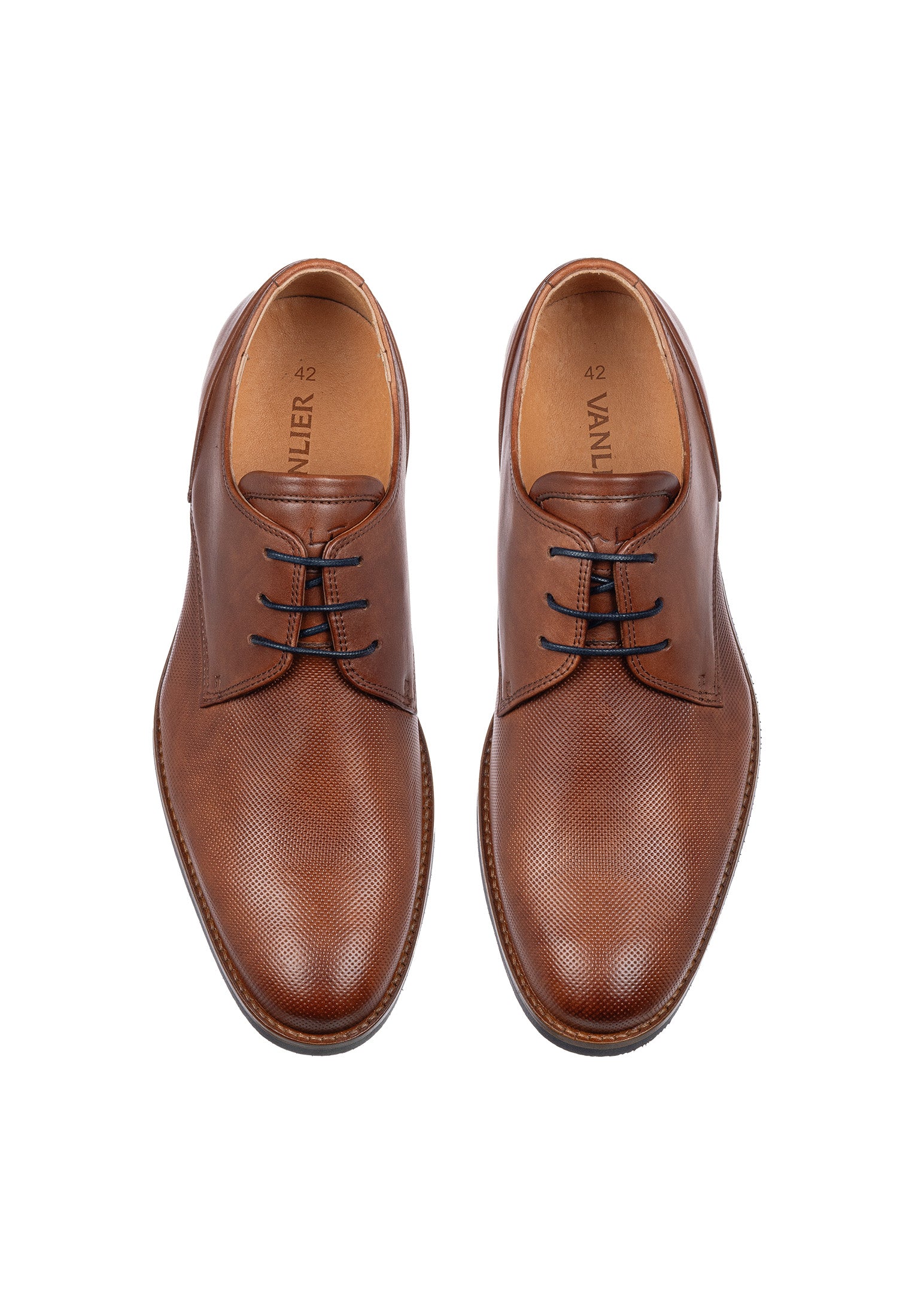 Licht cognac gladleren Sabinus veterschoen