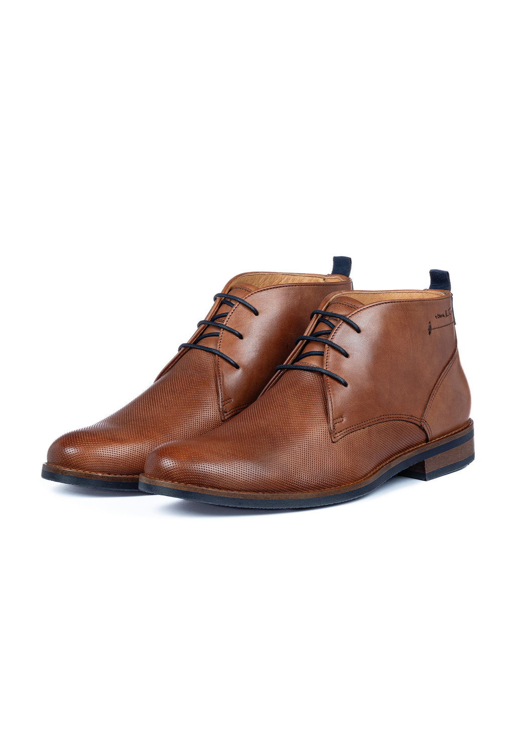 Licht cognac gladleren Sabinus halfhoge veterschoen