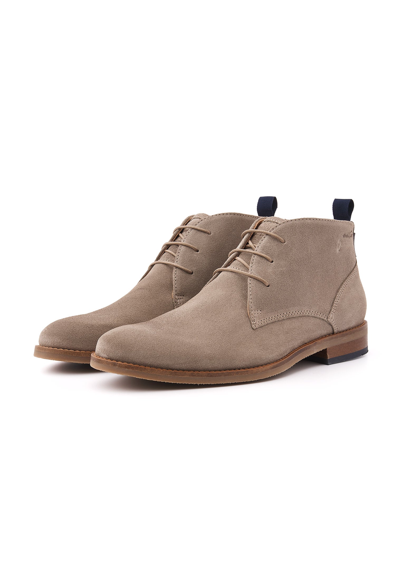 Taupe suède Sabinus halfhoge veterschoen