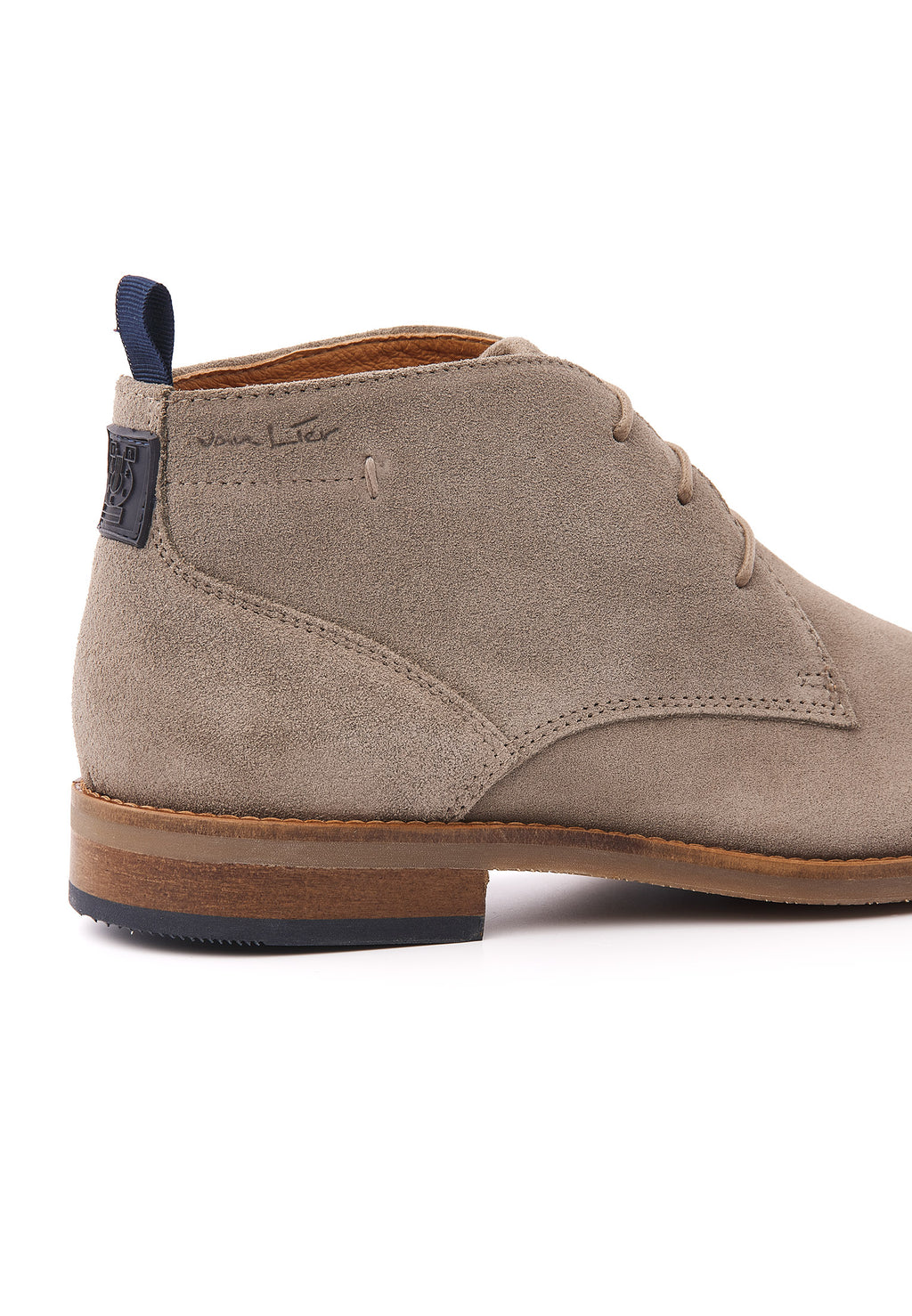 Taupe suède Sabinus halfhoge veterschoen