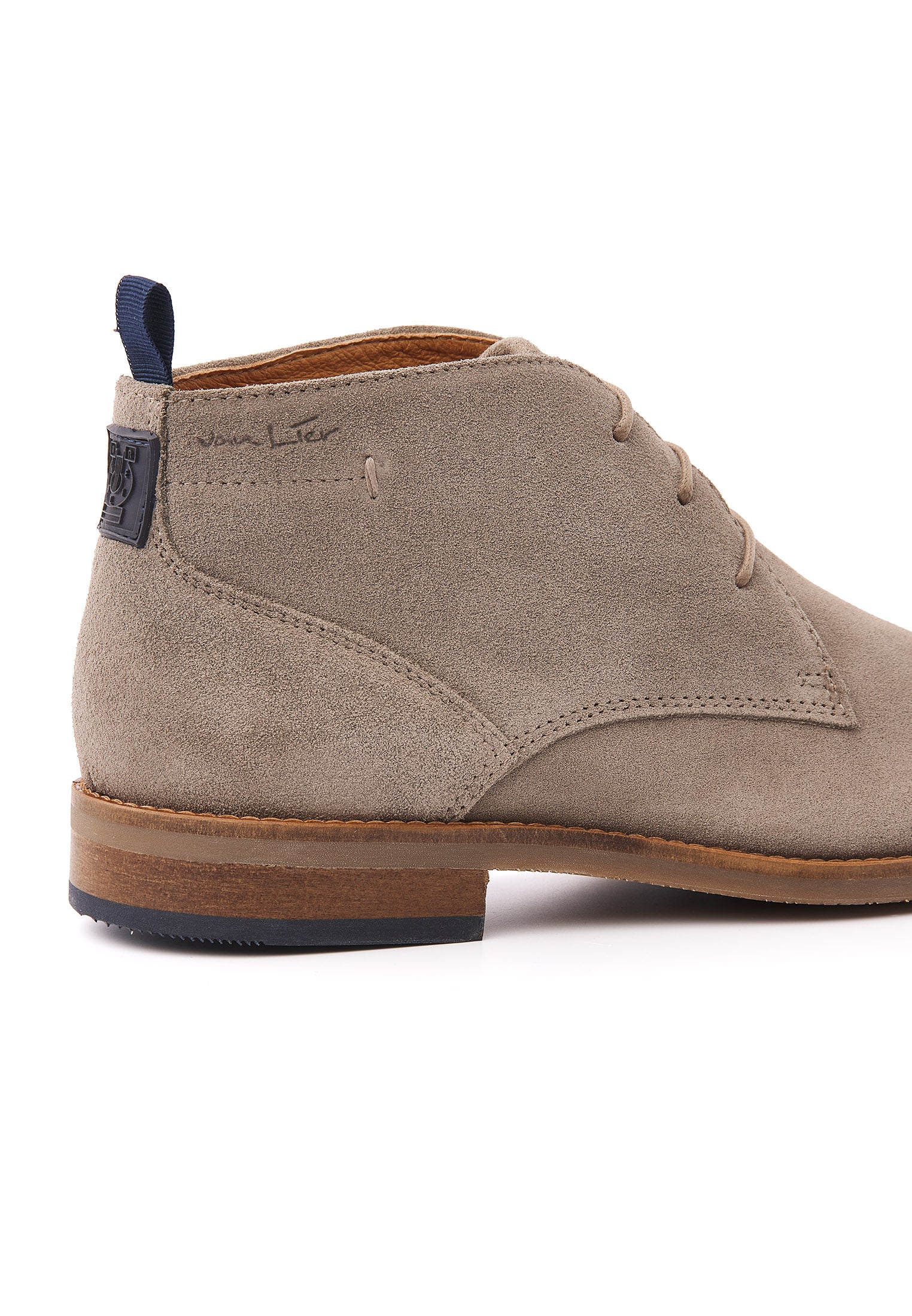Taupe suède Sabinus halfhoge veterschoen