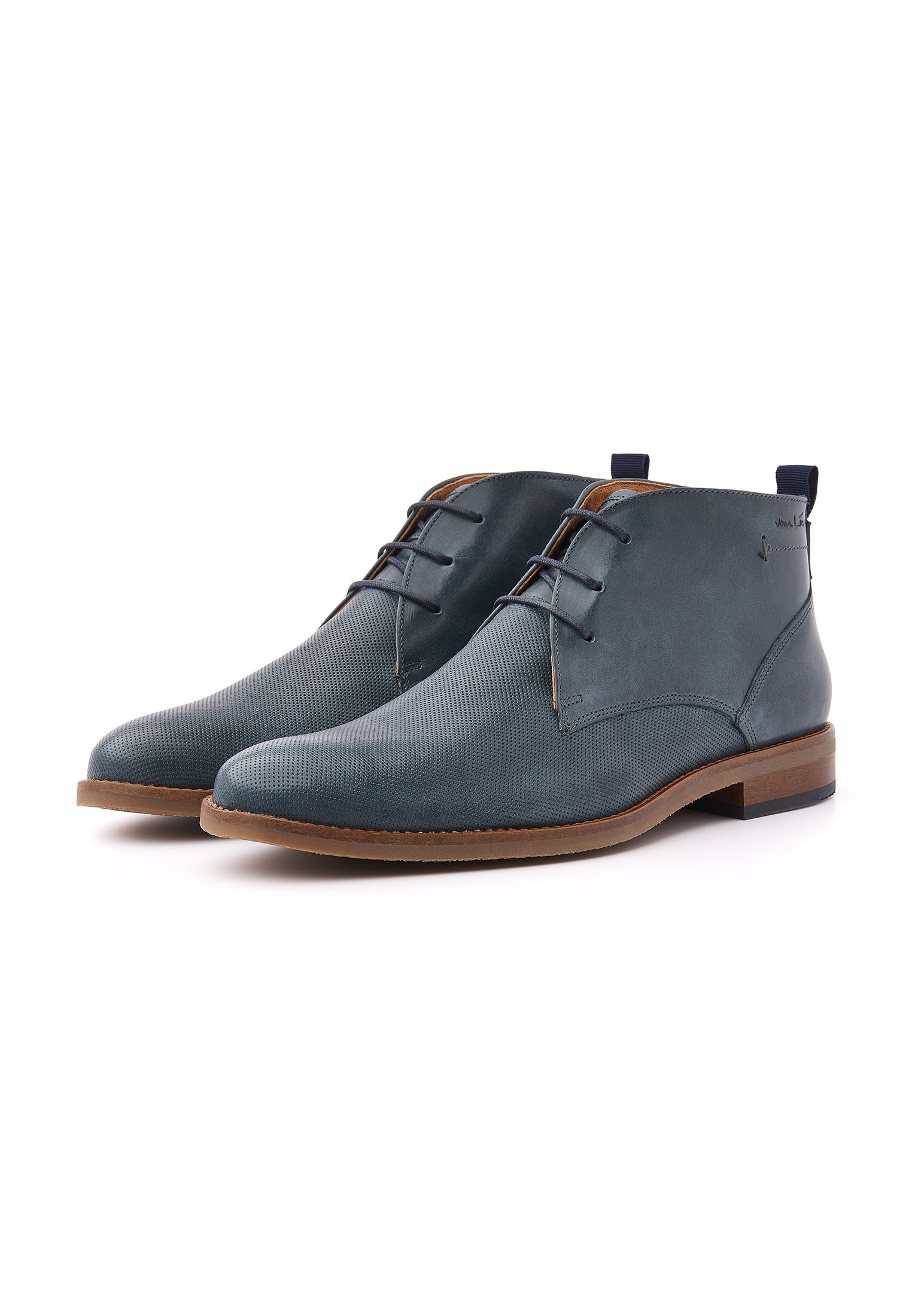 Navy blauw gladleren Sabinus halfhoge veterschoen