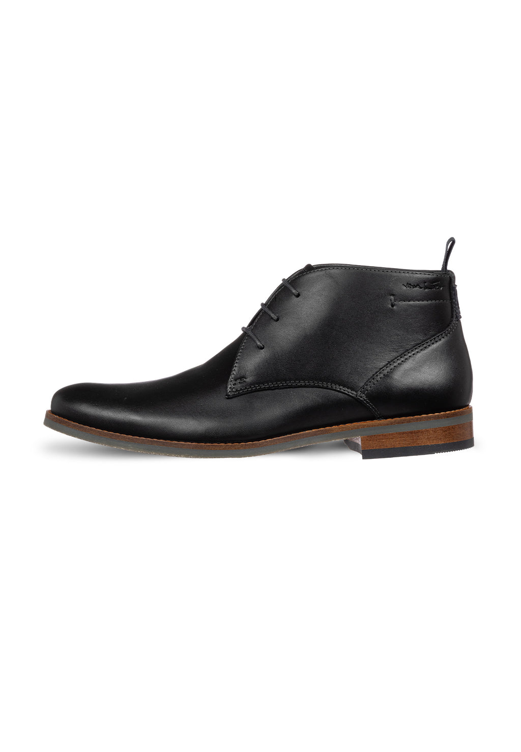 Zwart gladleren Sabinus halfhoge veterschoen