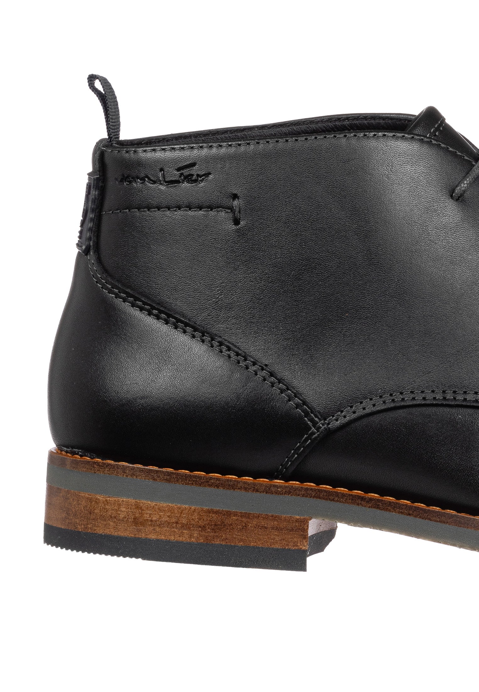 Zwart gladleren Sabinus halfhoge veterschoen