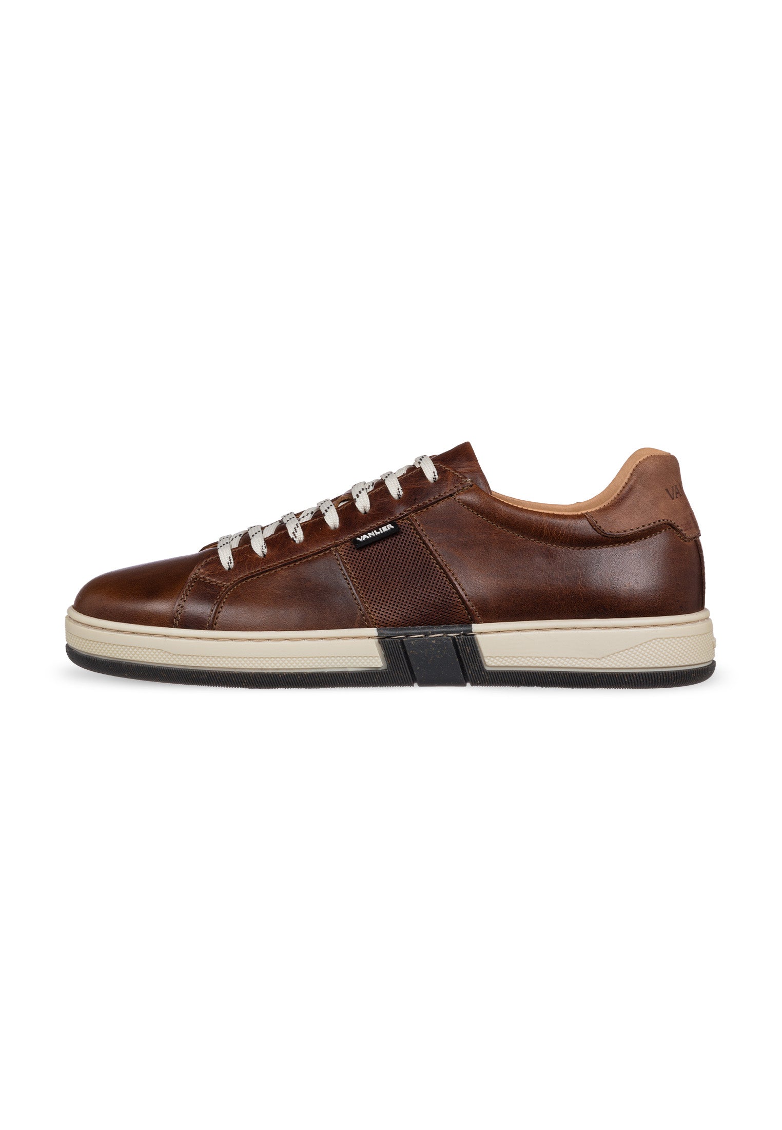 Cognac gladleren Retro sneaker