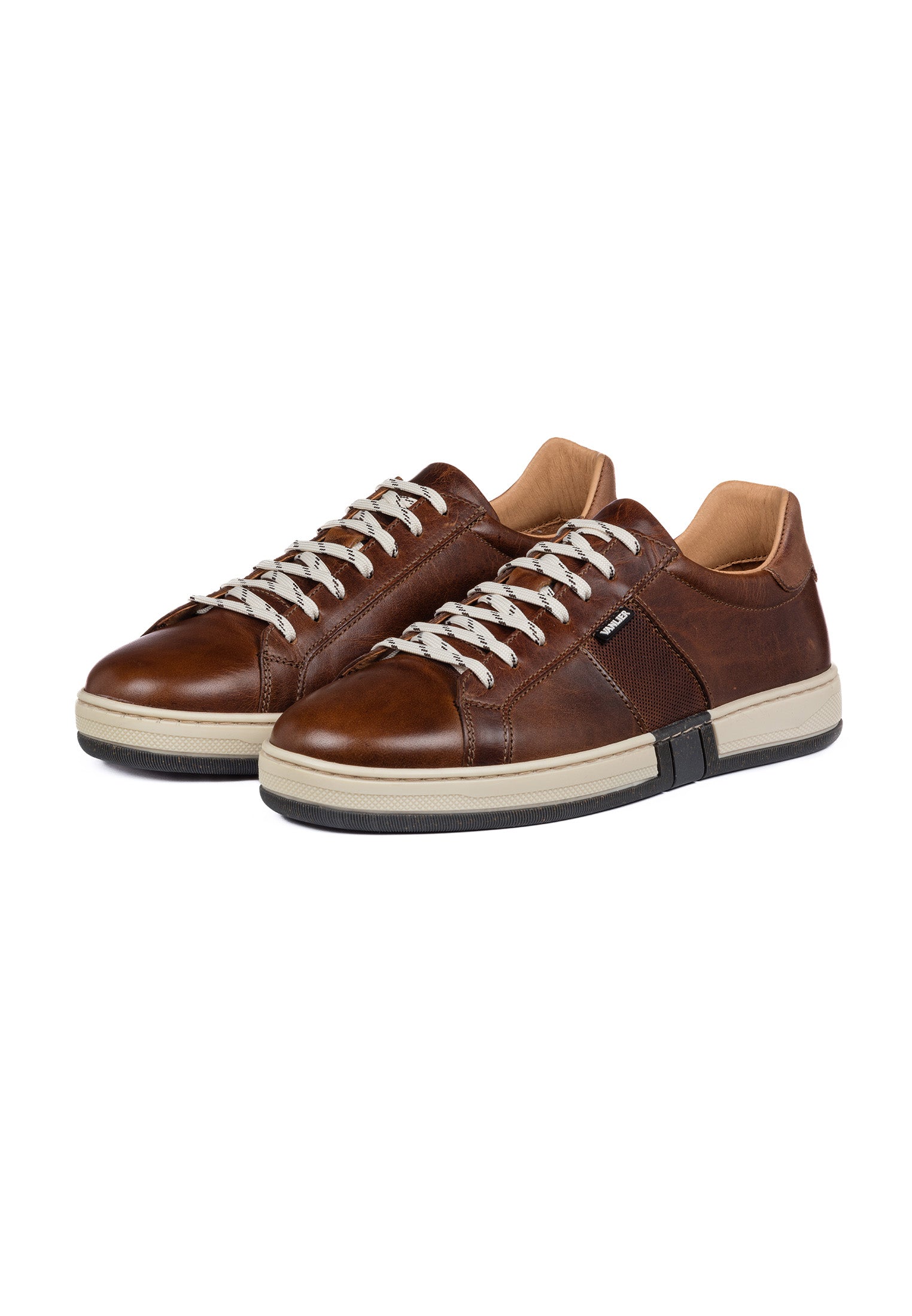 Cognac gladleren Retro sneaker