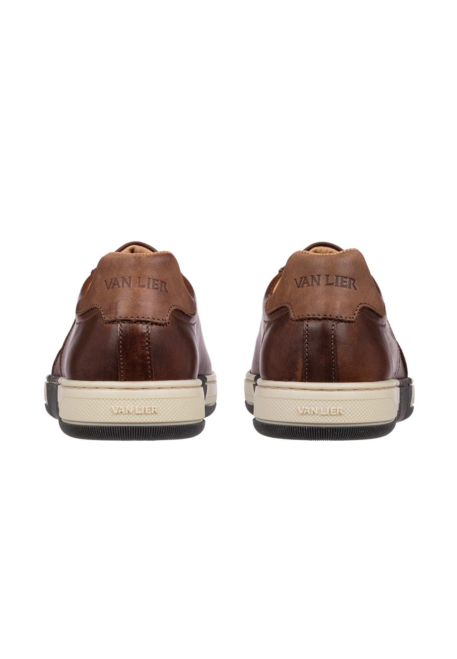 Cognac gladleren Retro sneaker