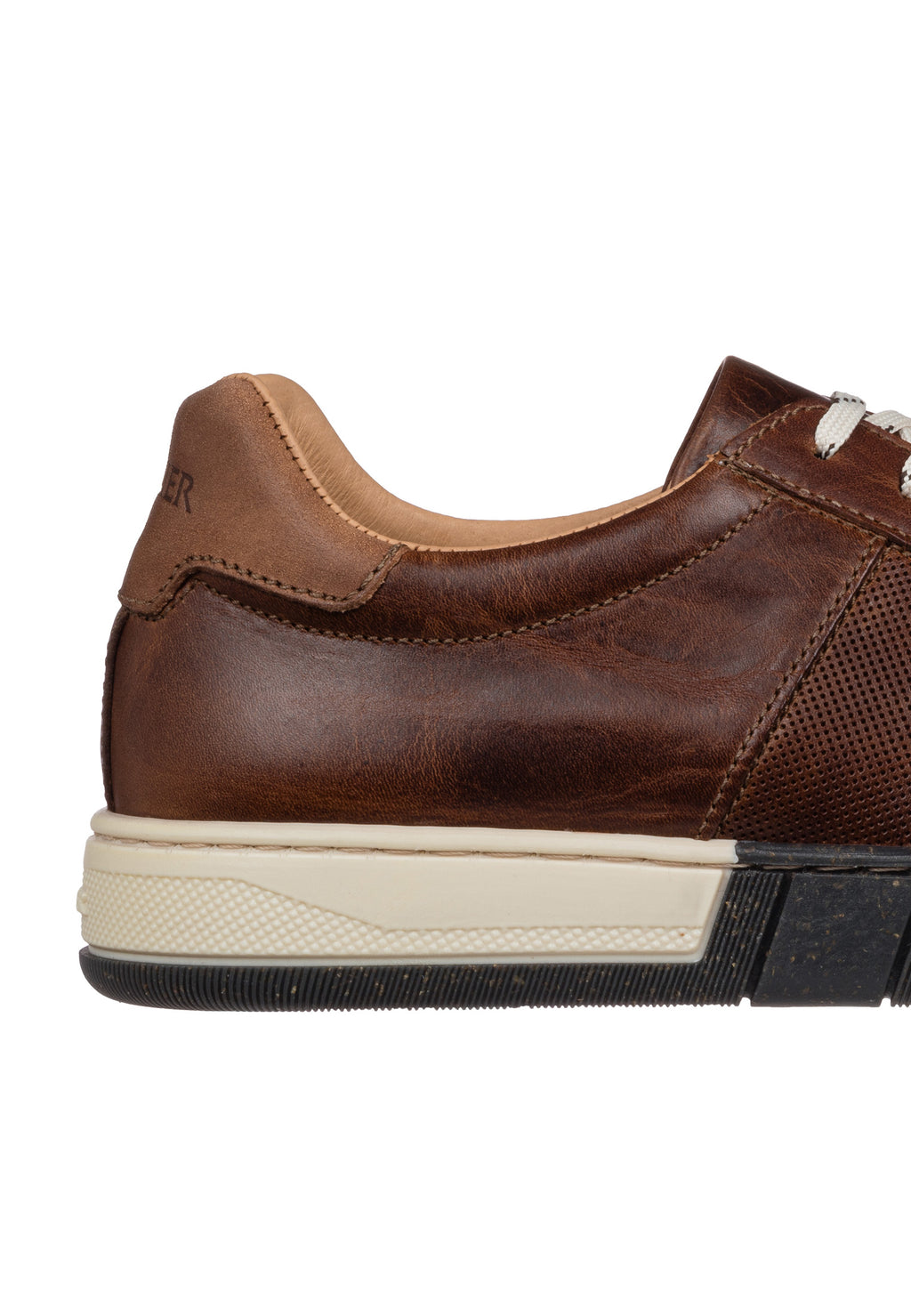 Cognac gladleren Retro sneaker