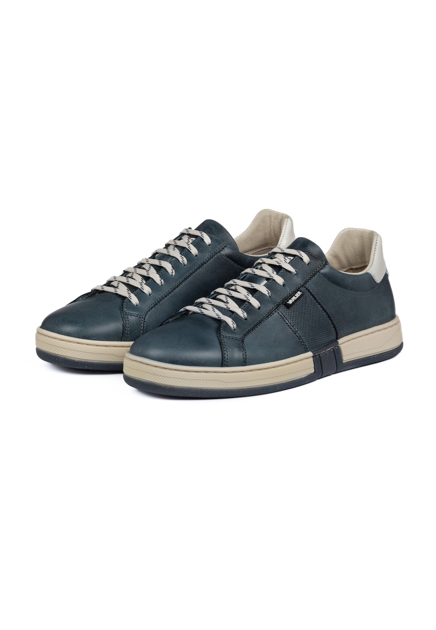 Navy blauw gladleren Retro sneaker