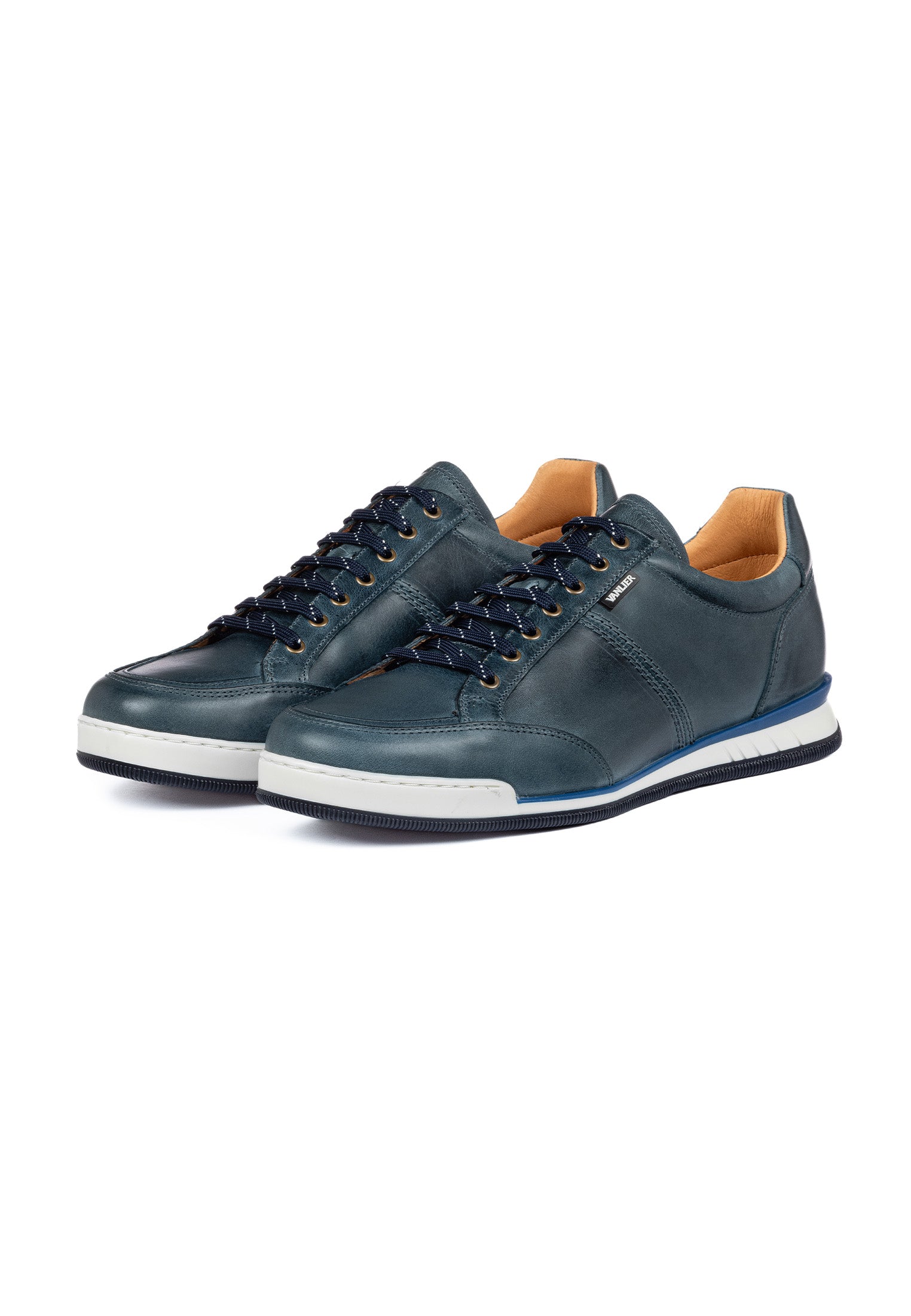 Blauw gladleren Magnus sneaker