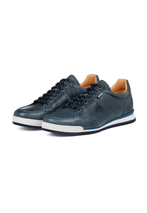 Blauw gladleren Magnus sneaker