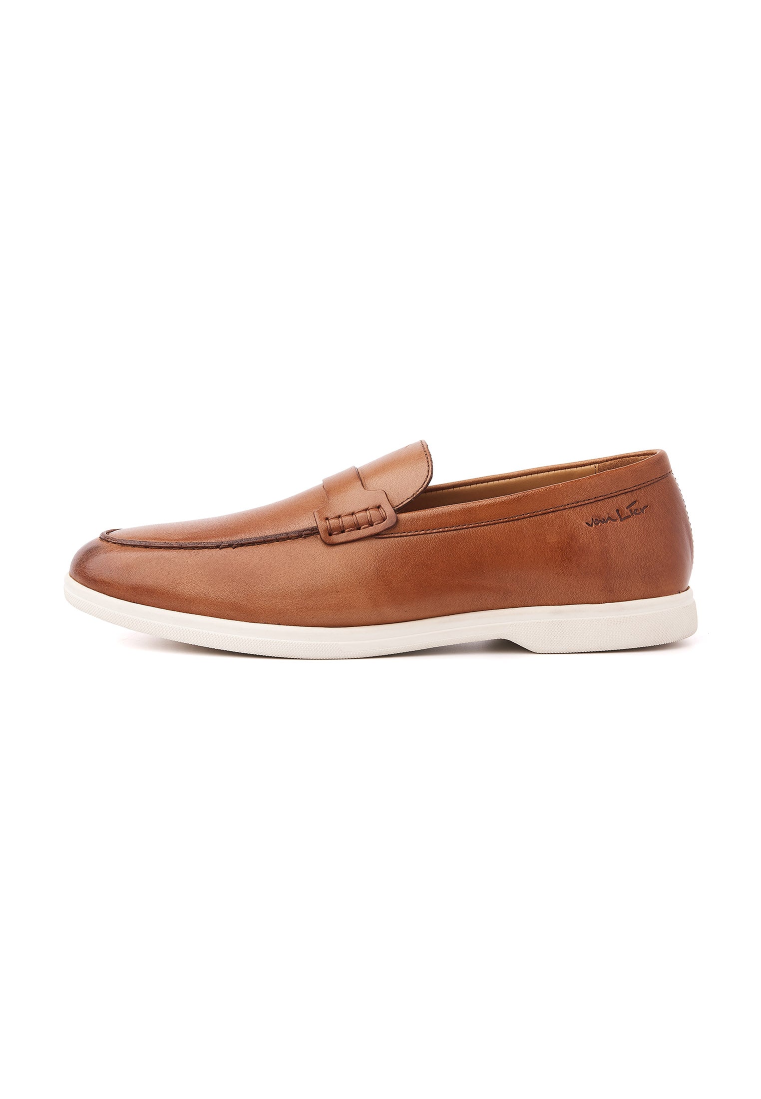Cognac gladleren Riva loafer