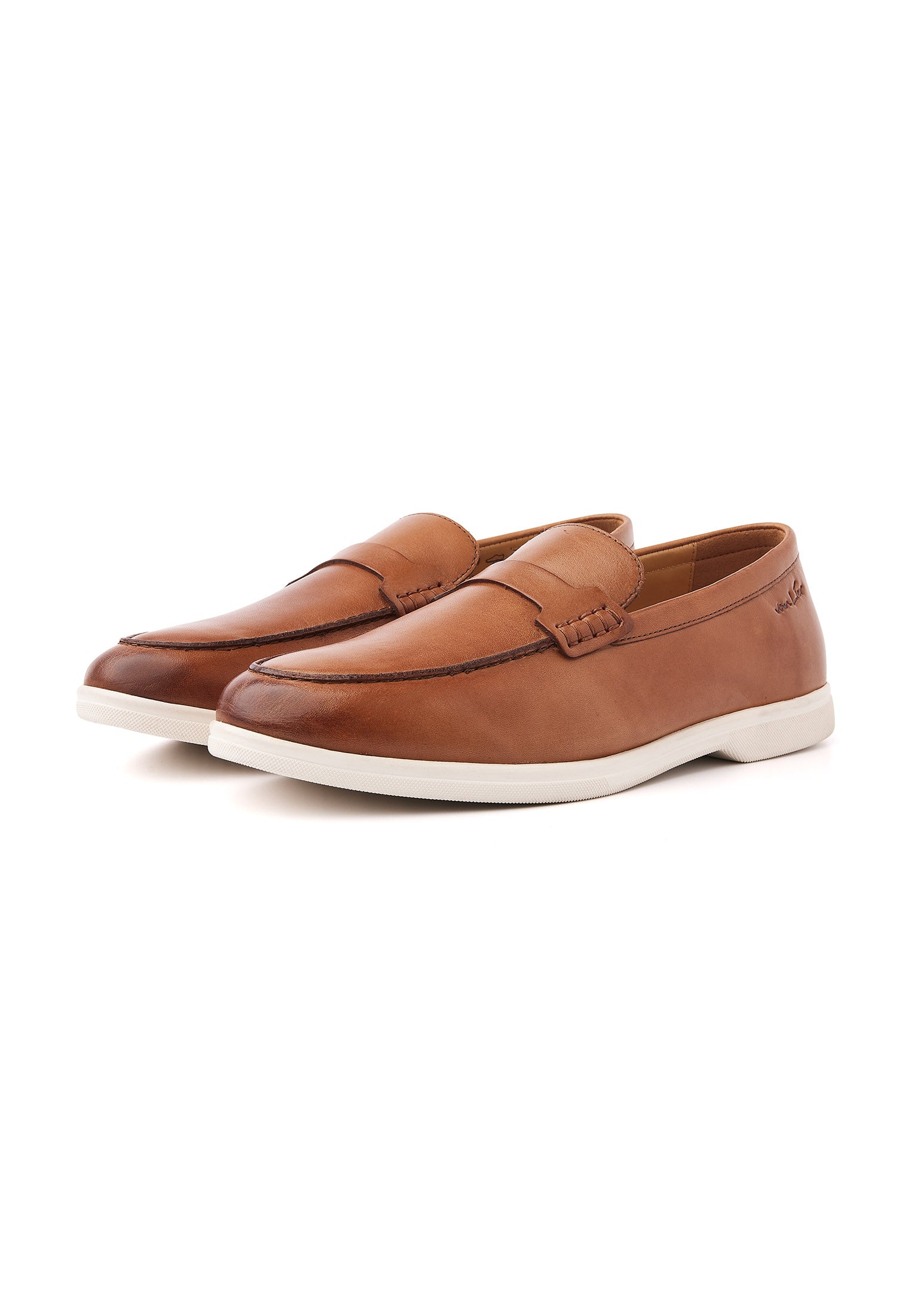 Cognac gladleren Riva loafer