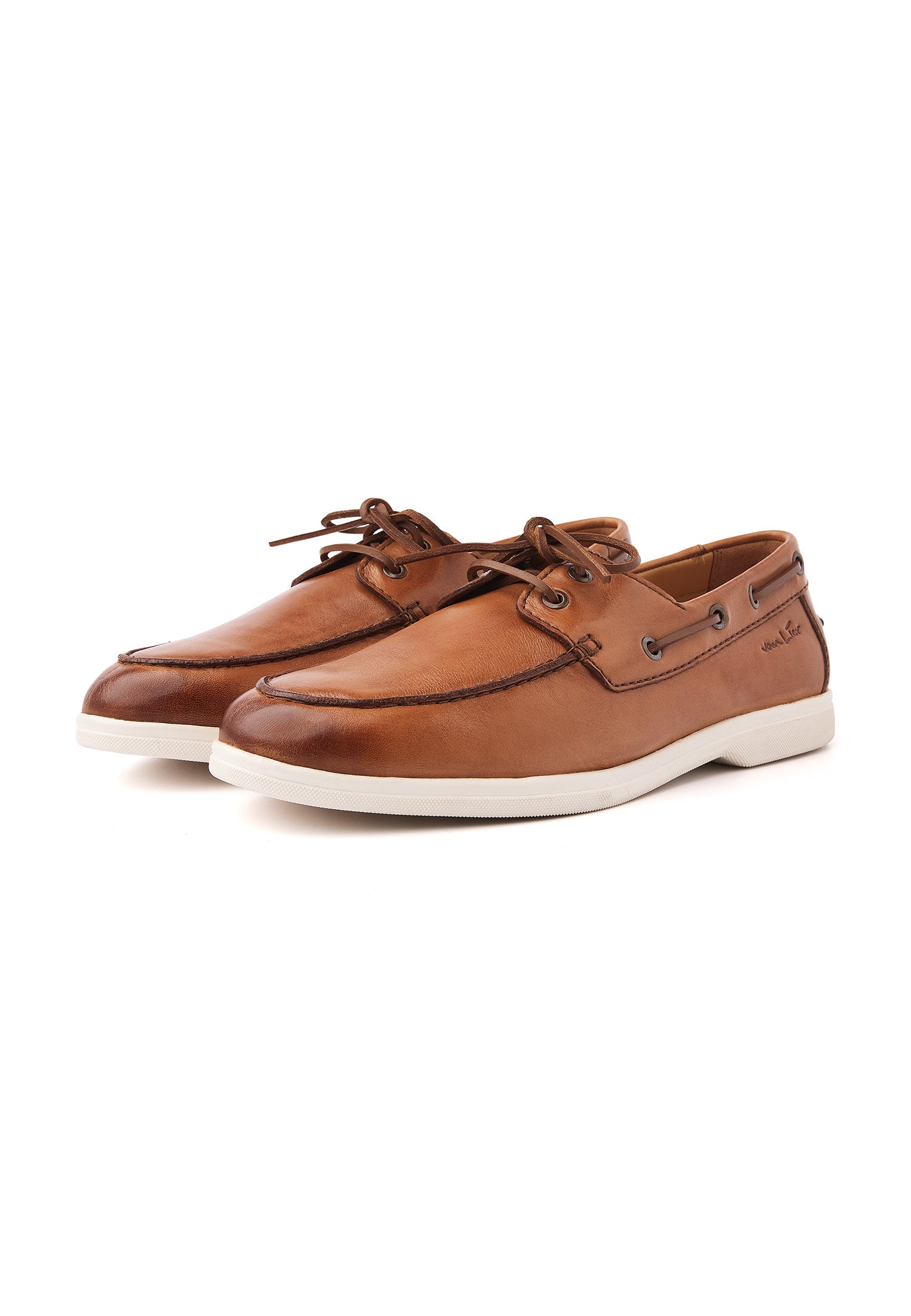 Cognac gladleren Riva bootschoen