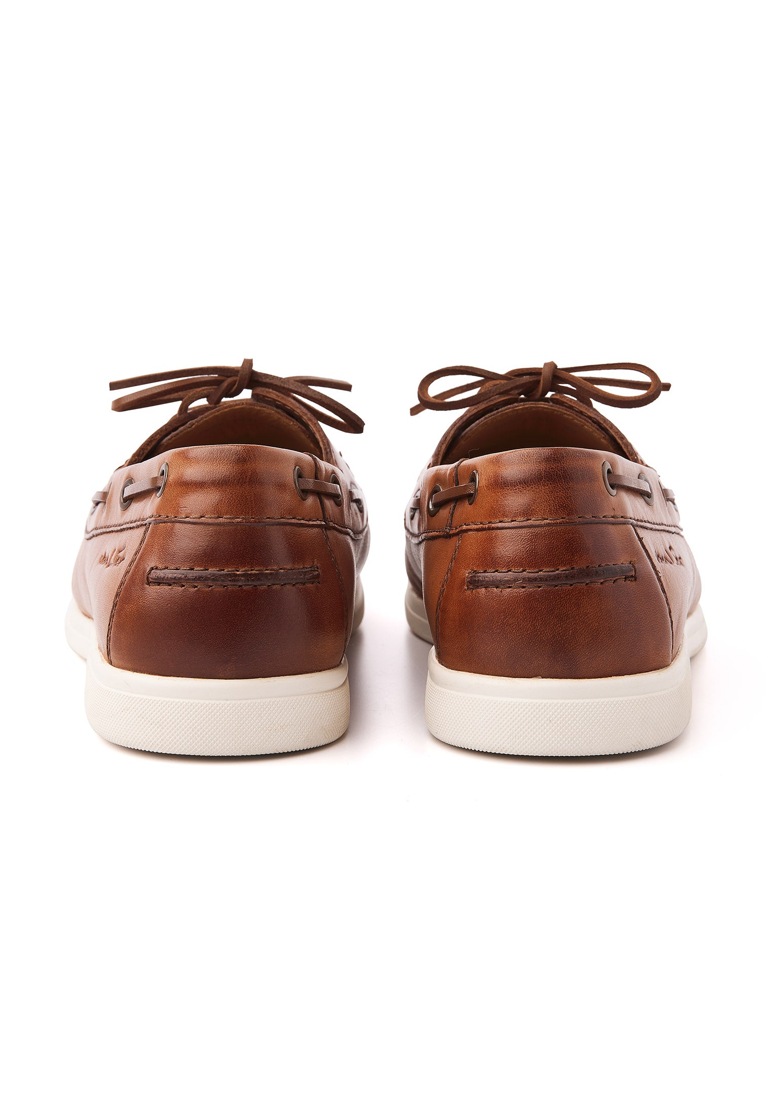 Cognac gladleren Riva bootschoen