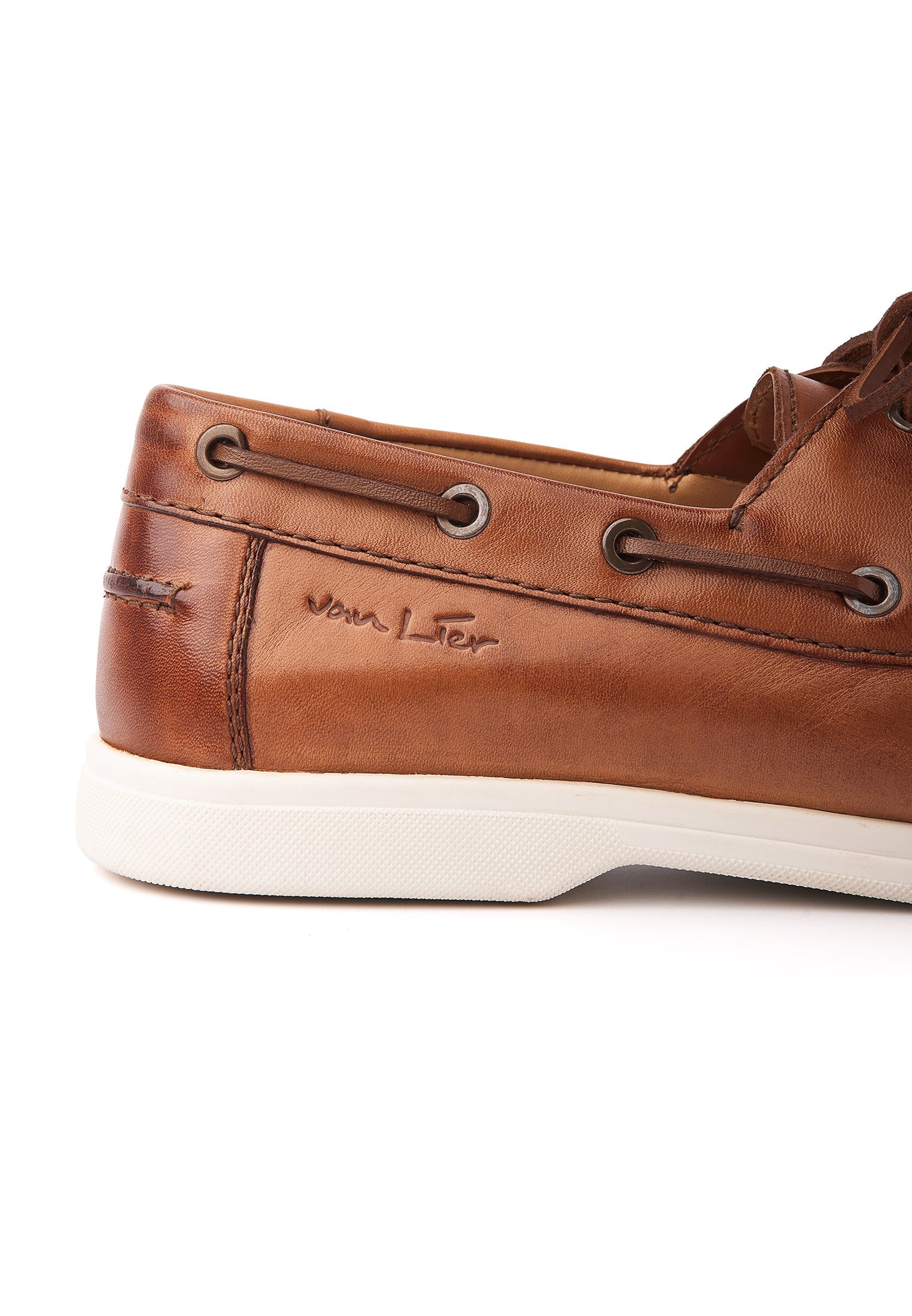 Cognac gladleren Riva bootschoen