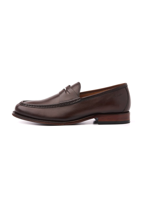 Bruin gladleren Cambridge Penny loafer