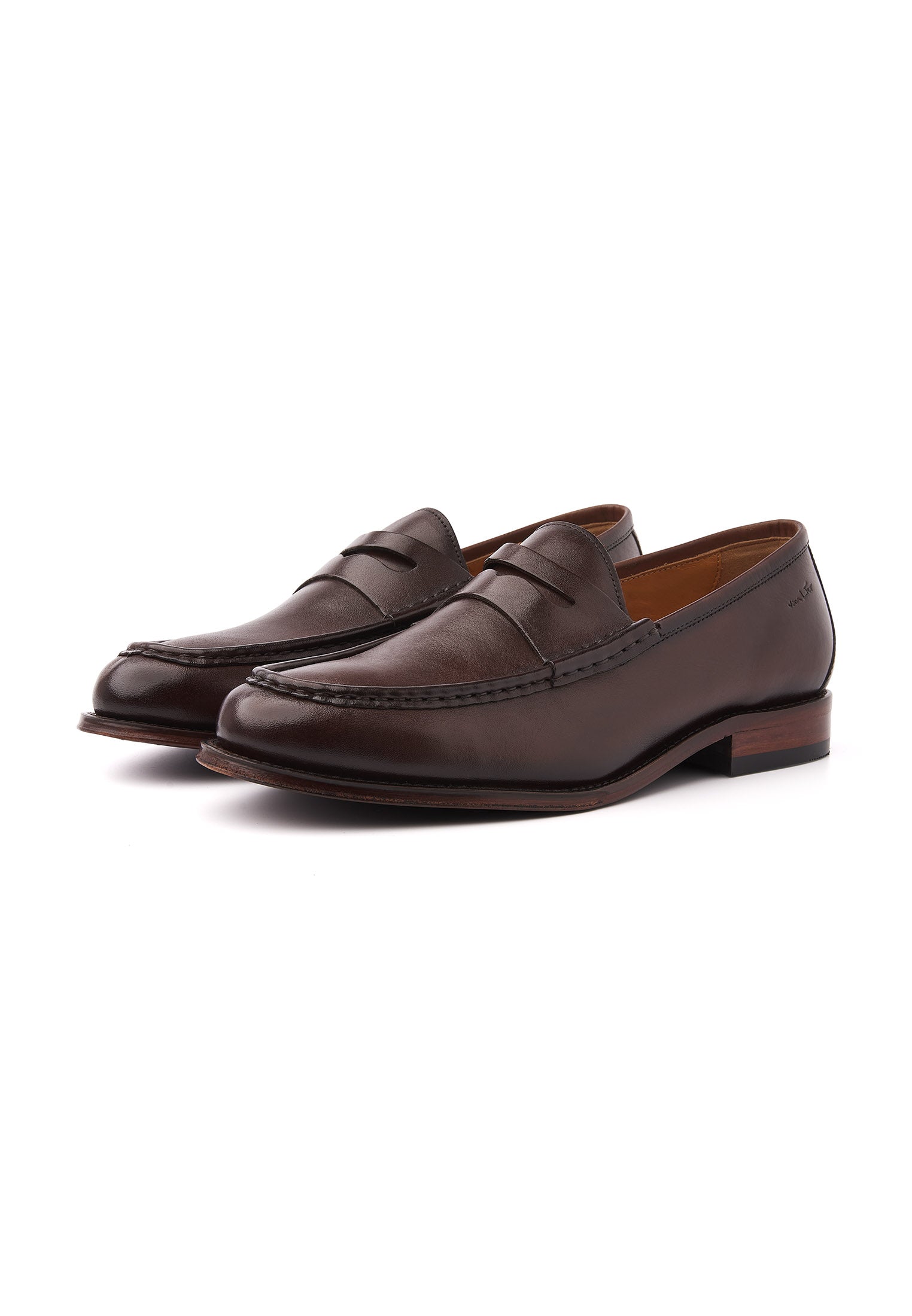 Bruin gladleren Cambridge Penny loafer