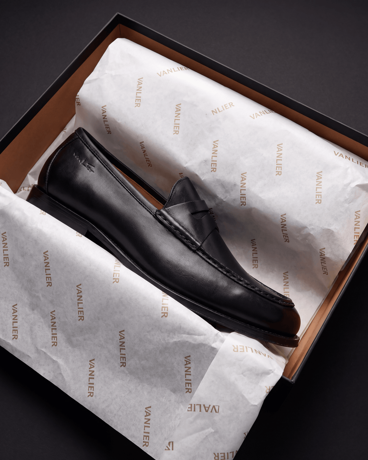 Zwart gladleren Cambridge Penny loafer – in de doos met vloeipapier