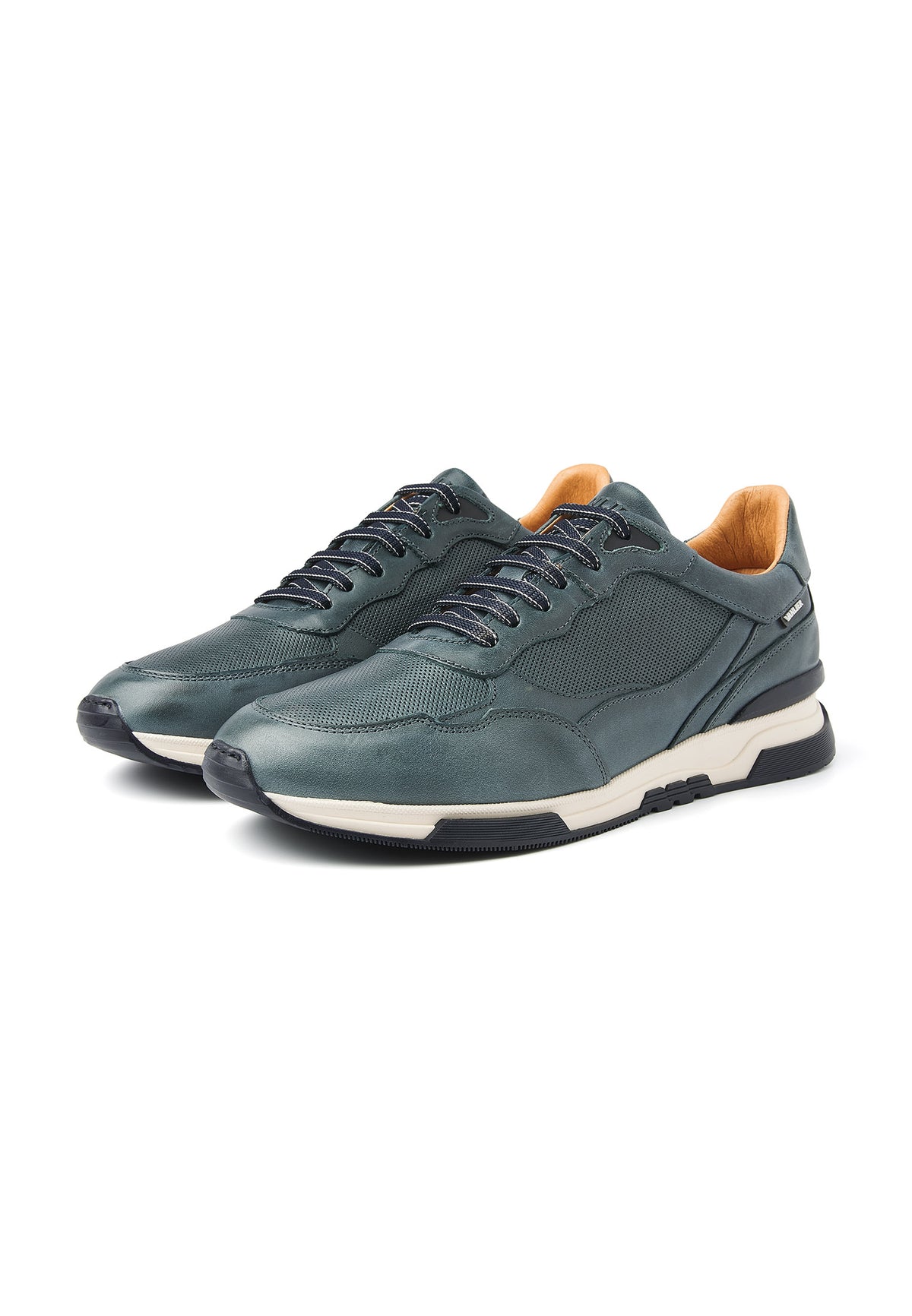 Blauw gladleren Romeo sneaker