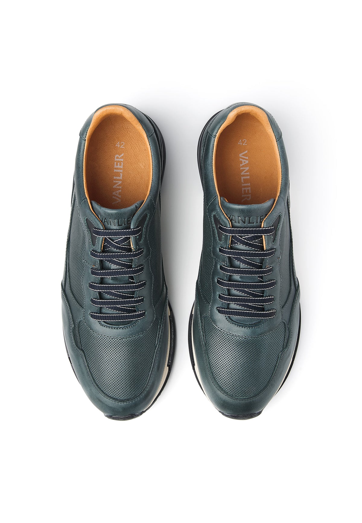 Blauw gladleren Romeo sneaker