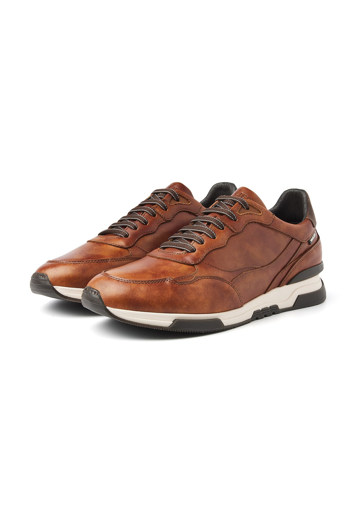 Cognac gladleren Romeo sneaker
