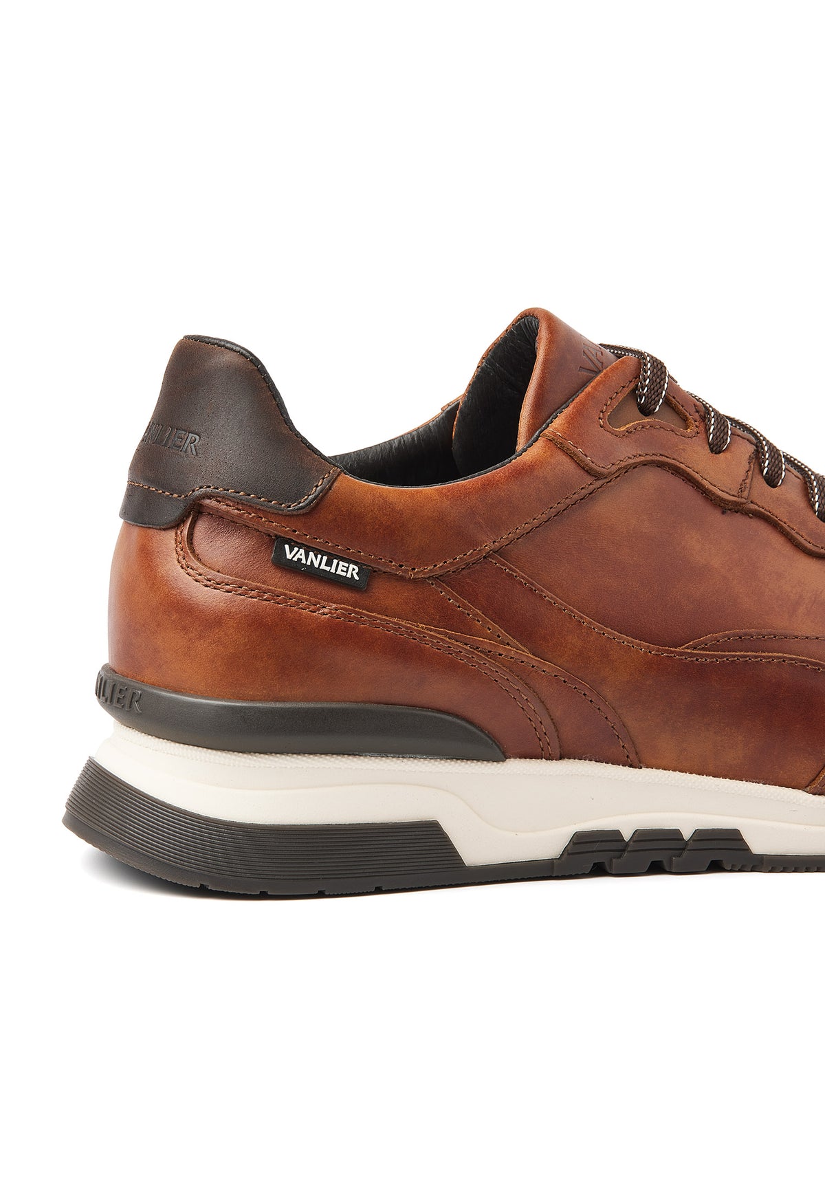 Cognac gladleren Romeo sneaker
