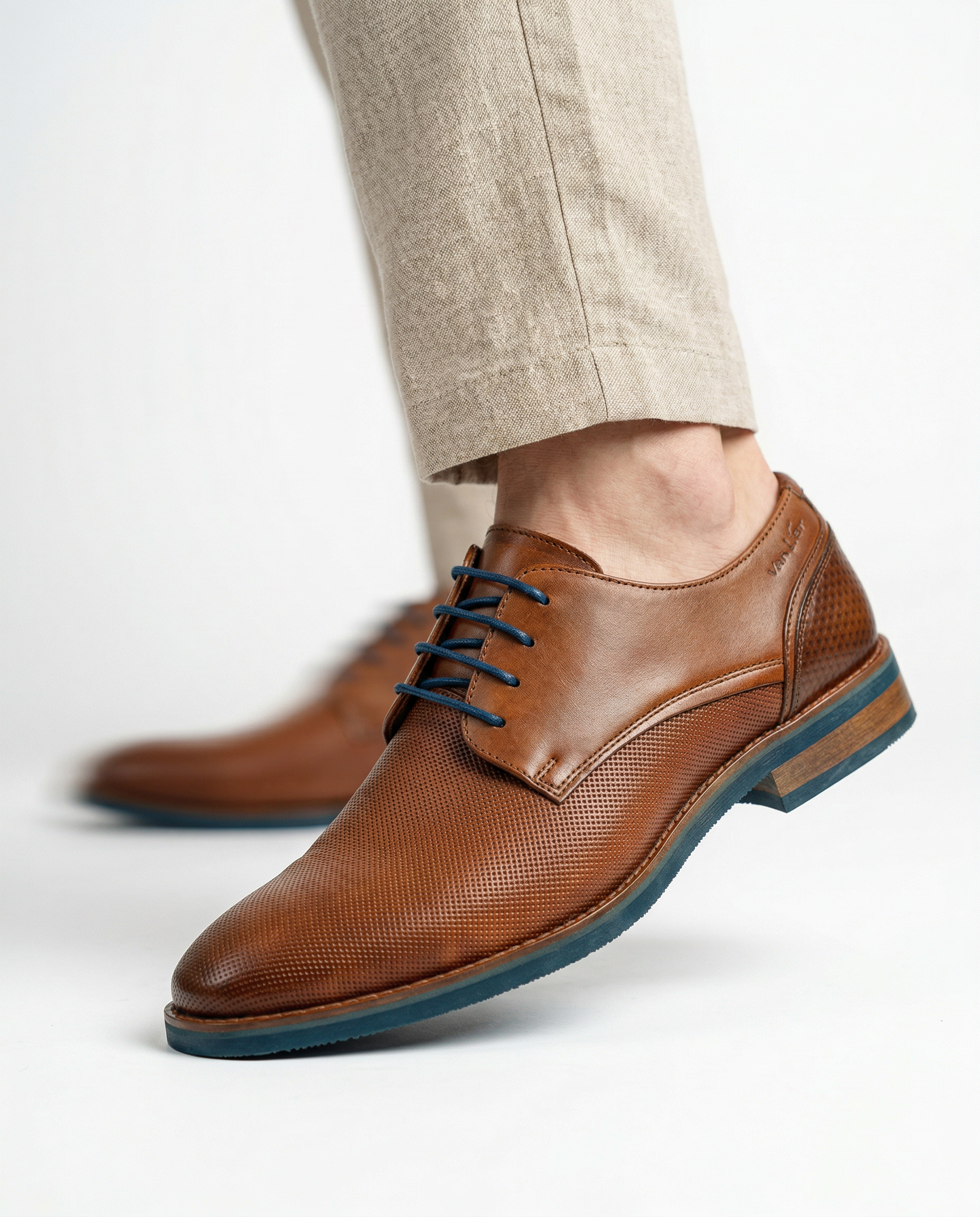 Licht cognac gladleren Amalfi veterschoen