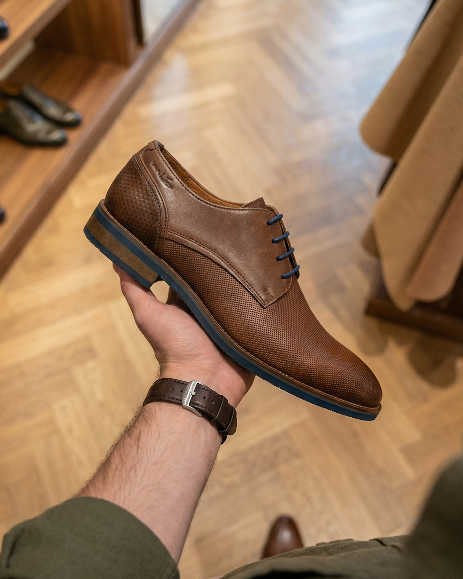 Licht cognac gladleren Amalfi veterschoen