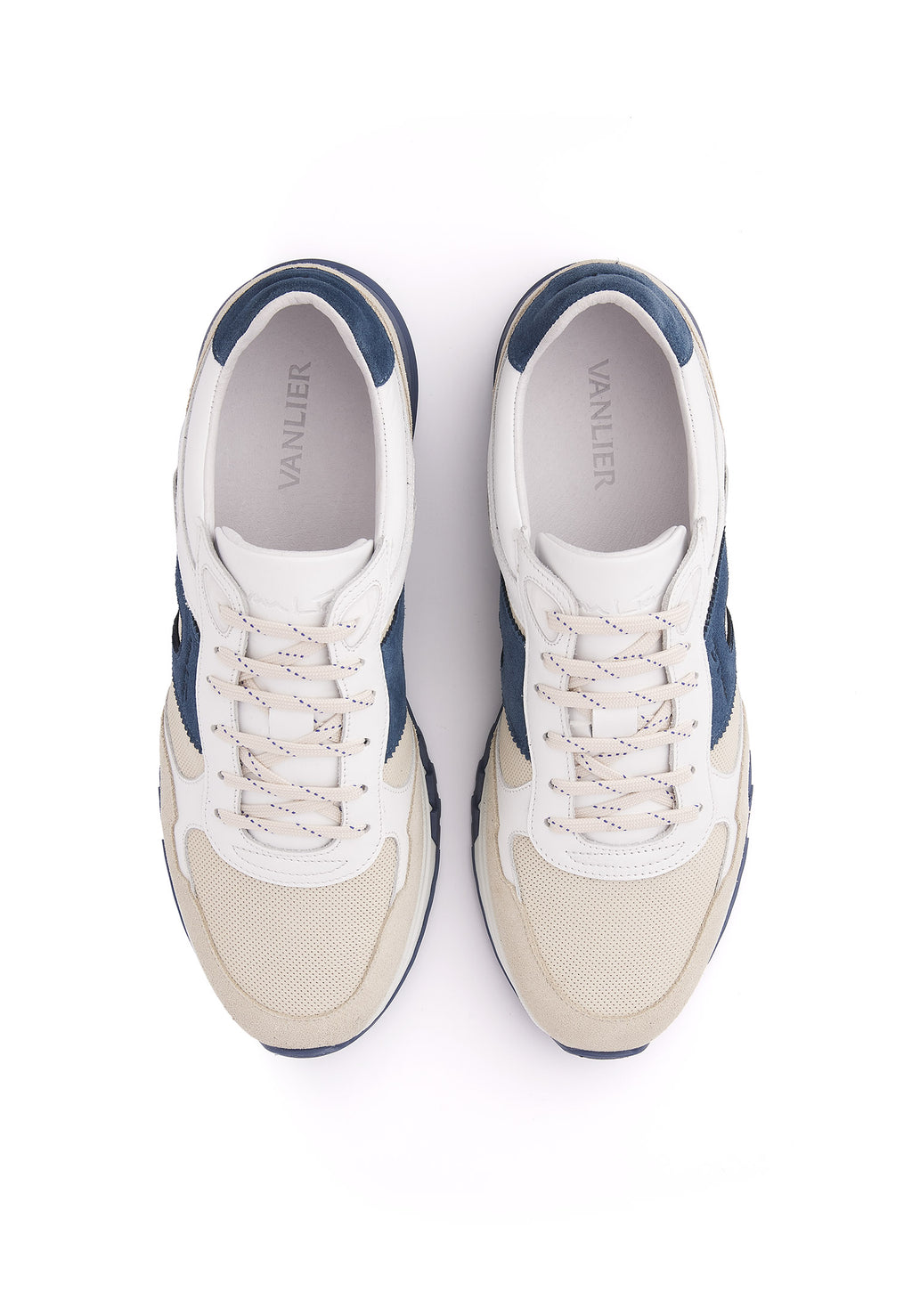 Beige blauw suède combi Veneto sneaker