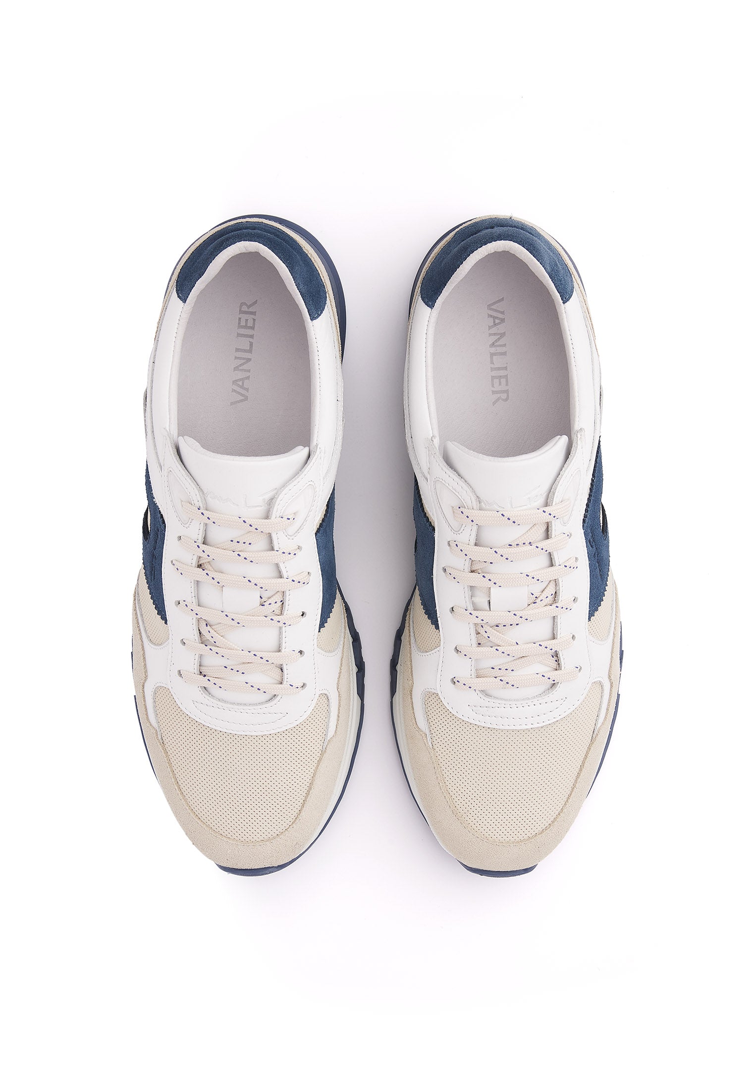 Beige blauw suède combi Veneto sneaker