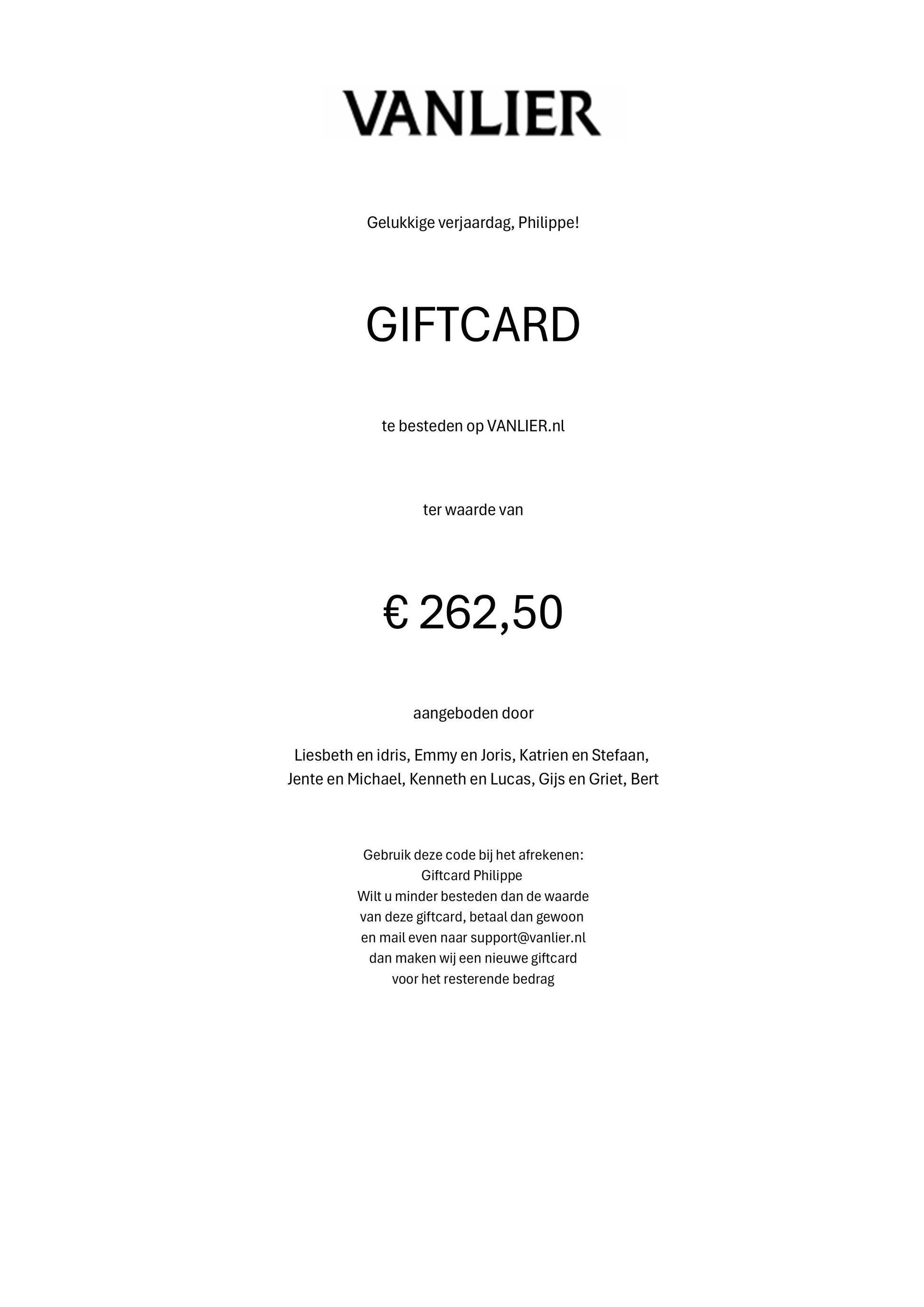 VANLIER Gift Card